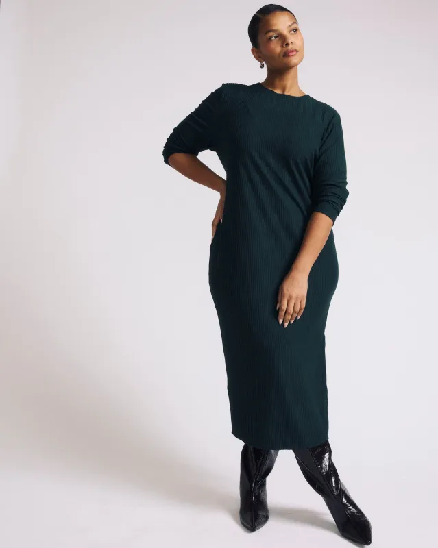 Xenia Ribbed Dress - Forest Green sold by Universal Standard