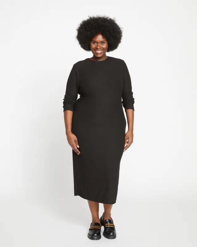 Xenia Ribbed Dress - Black sold by Universal Standard
