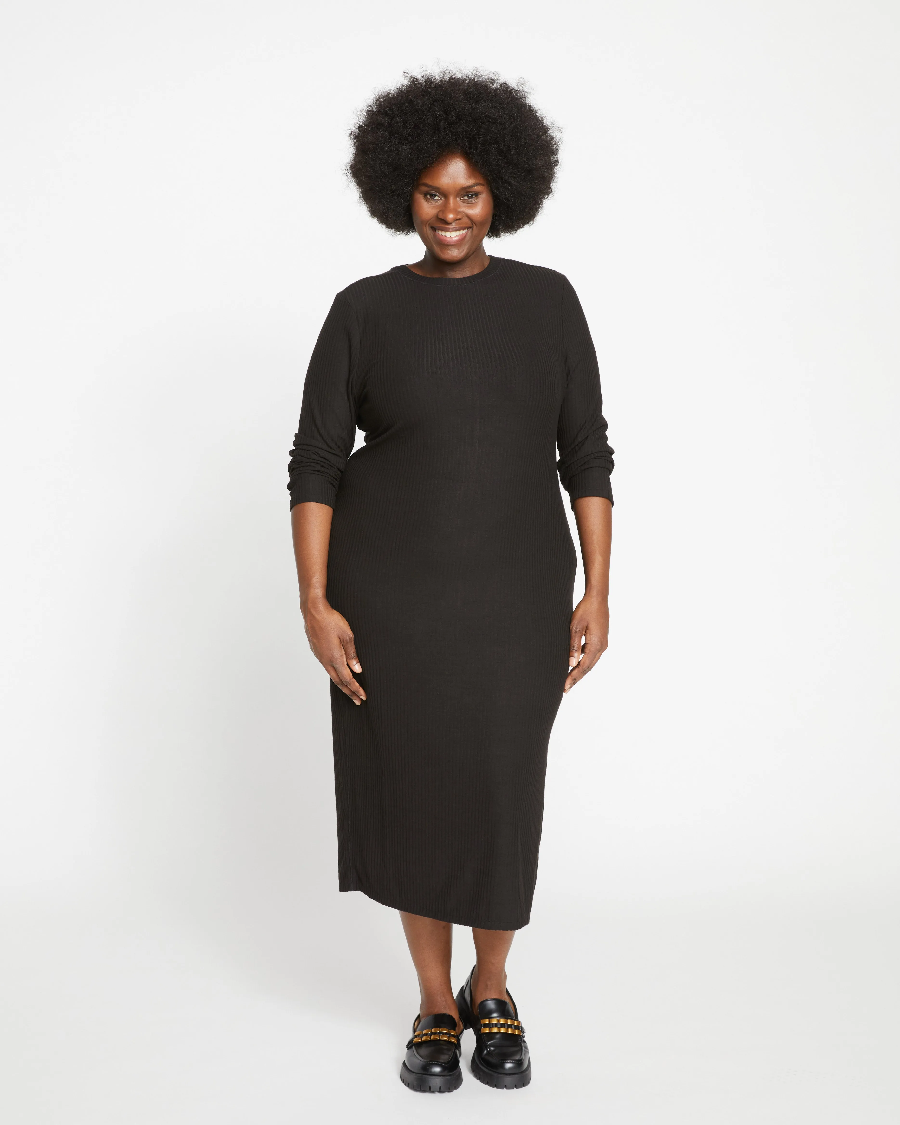 Xenia Ribbed Dress - Black sold by Universal Standard