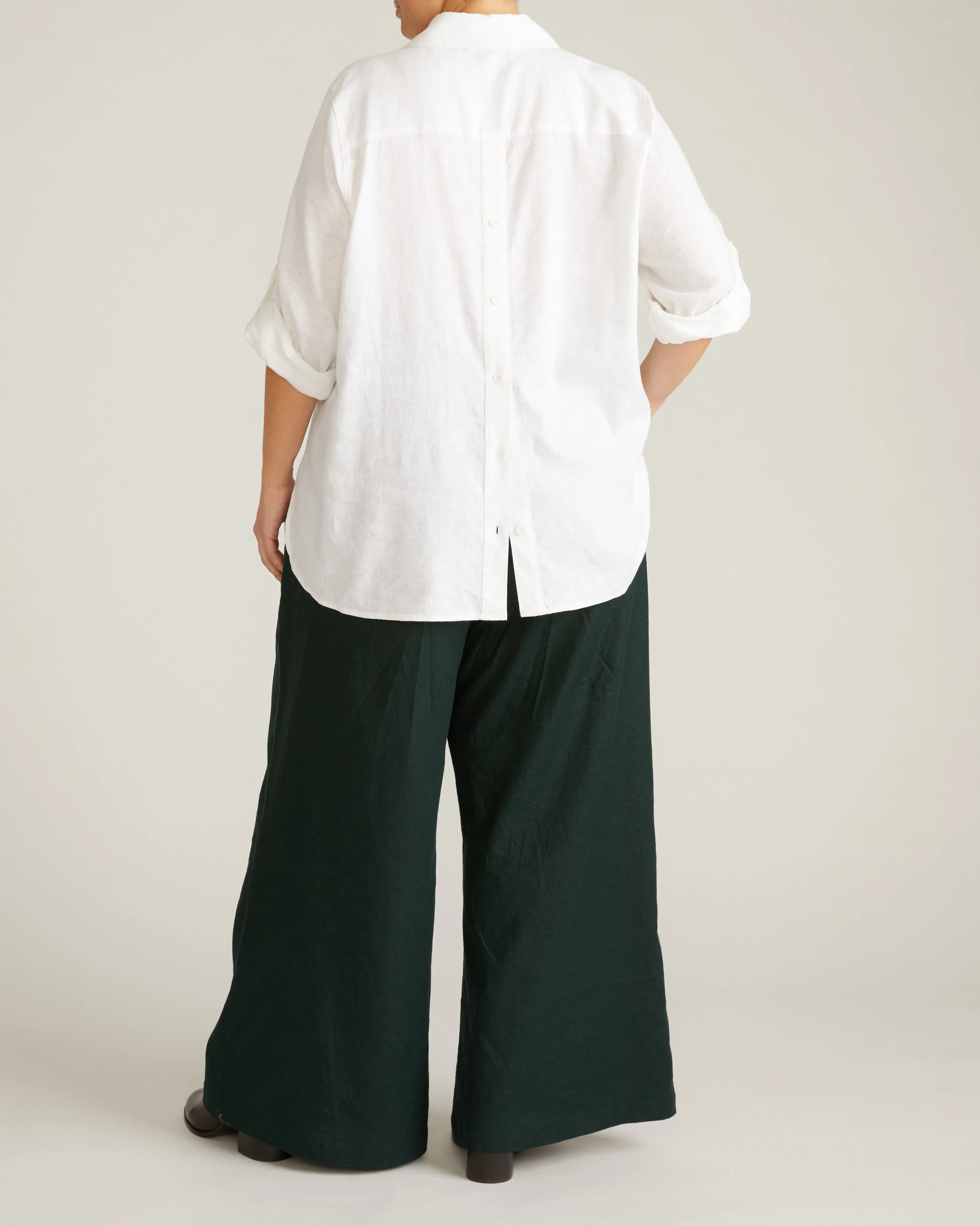 Button Back Linen Polo Shirt - Bright White sold by Universal Standard product image thumbnail 4