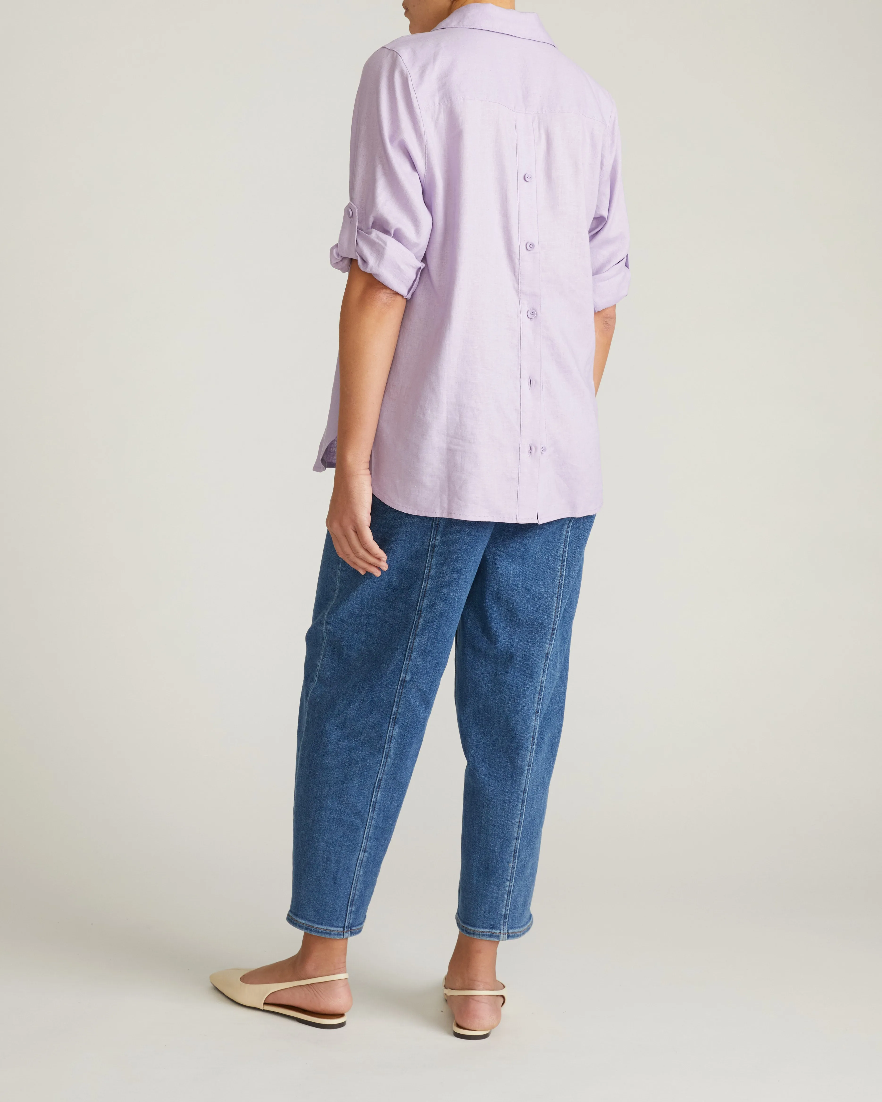 Button Back Linen Polo Shirt - Orchid sold by Universal Standard product image thumbnail 4