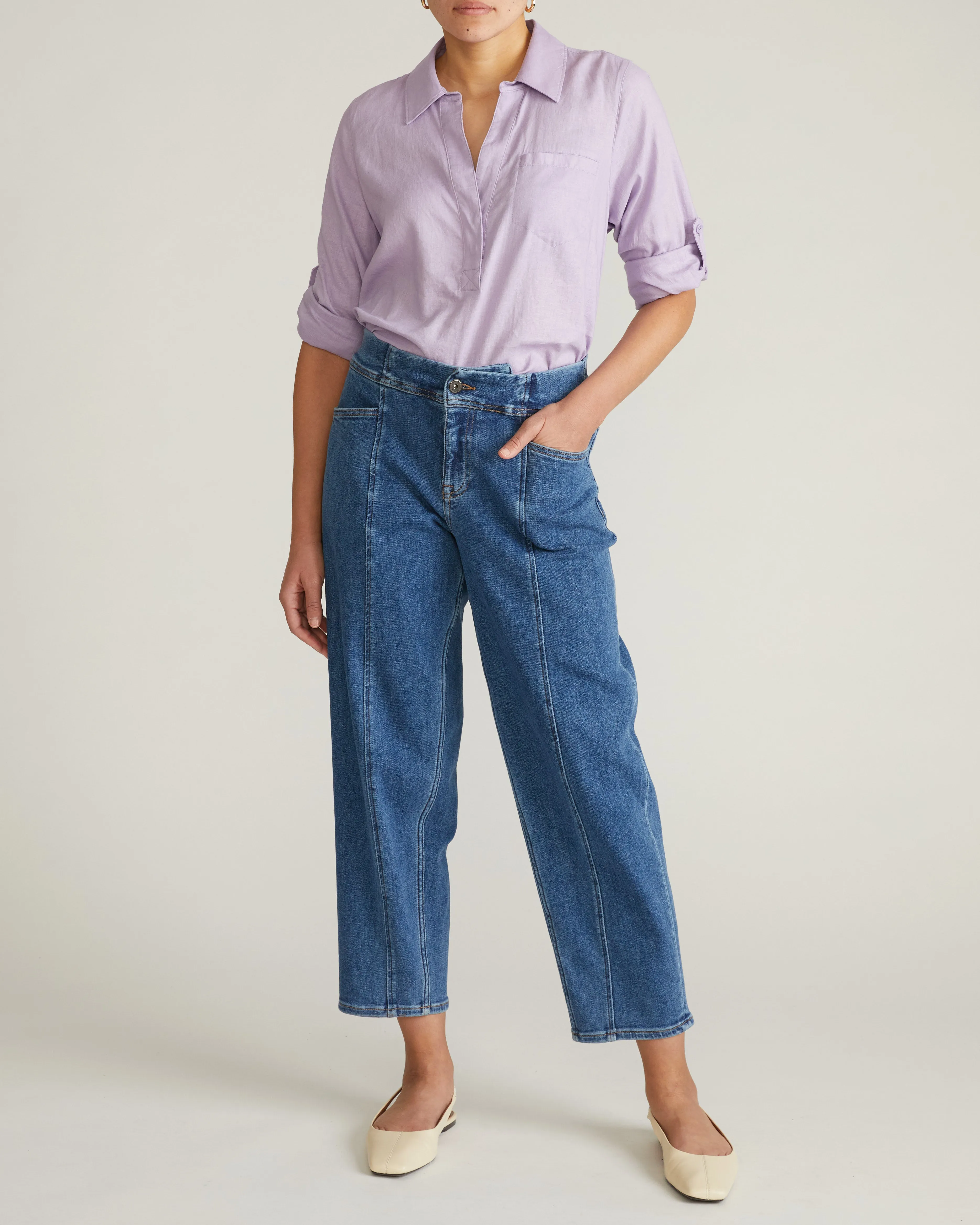 Button Back Linen Polo Shirt - Orchid sold by Universal Standard product image thumbnail 2