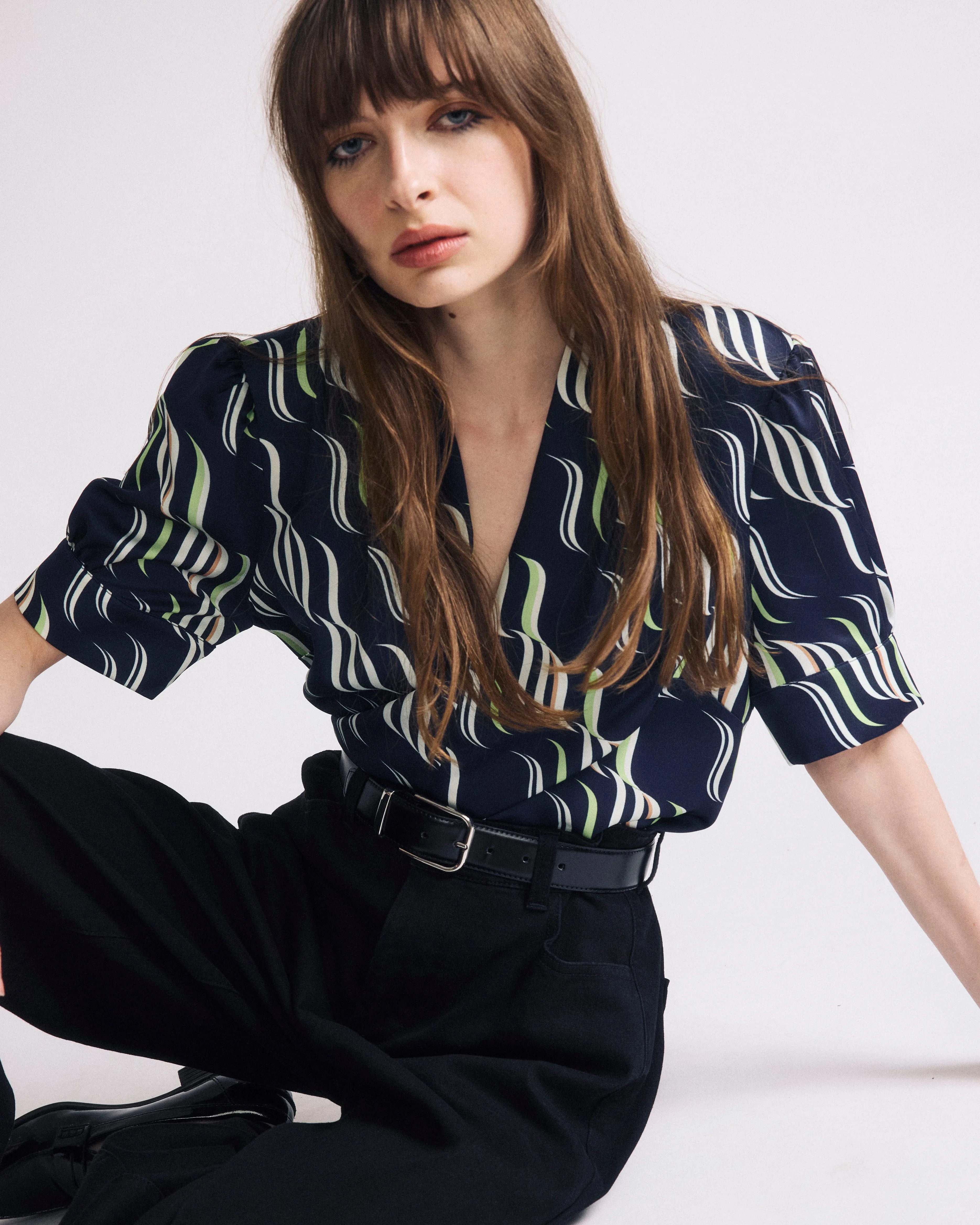 Beatrice Soft Satin Top - Paddington Ribbon Print sold by Universal Standard