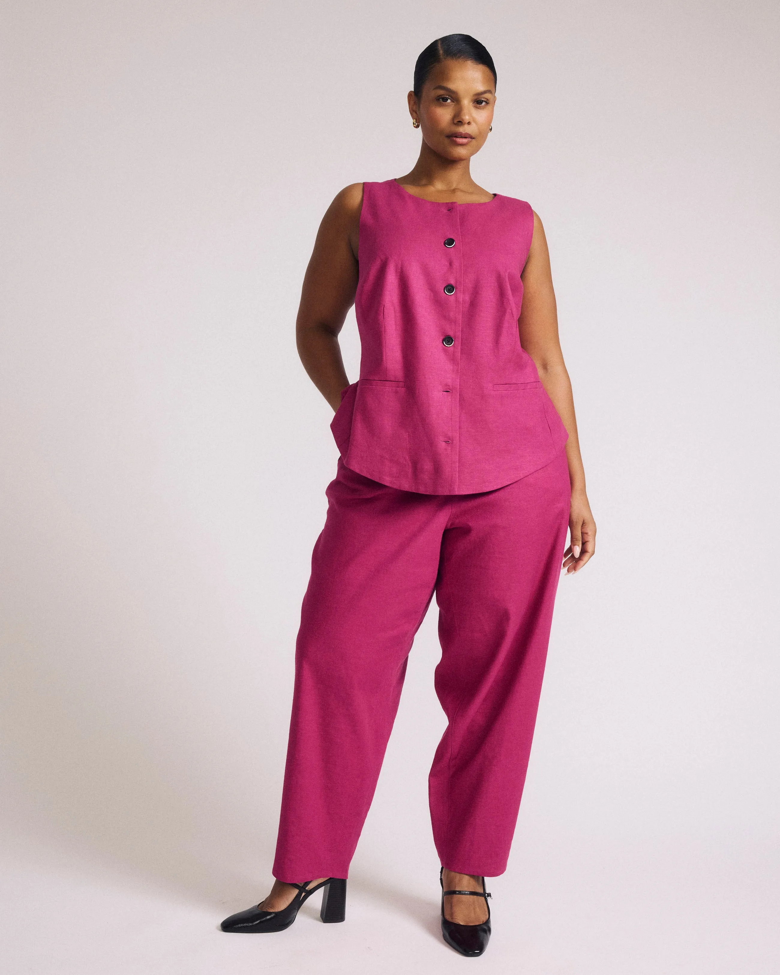 Lou Barrel Leg Linen Pants - Hyper Pink sold by Universal Standard product image thumbnail 2