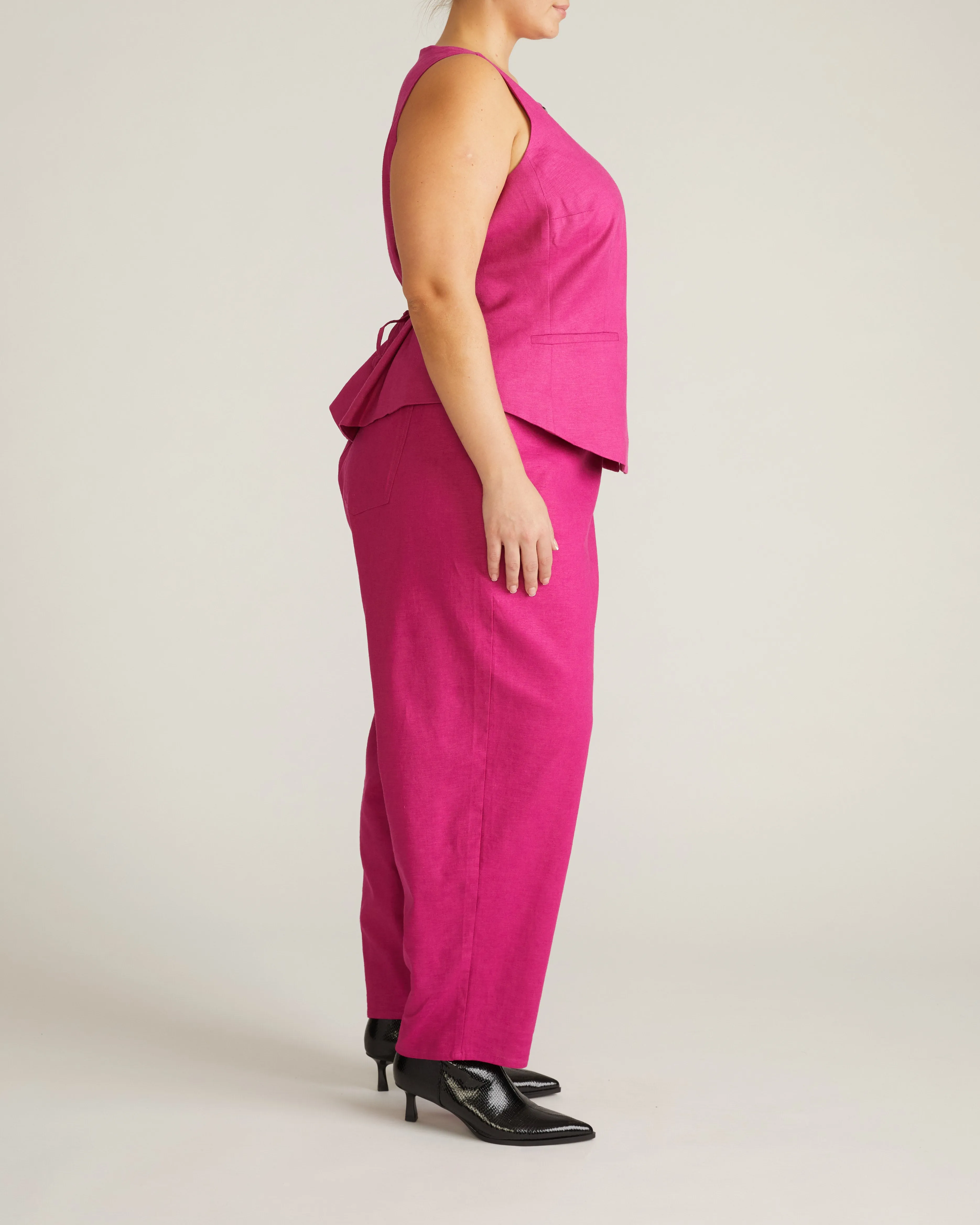 Lou Barrel Leg Linen Pants - Hyper Pink sold by Universal Standard product image thumbnail 5