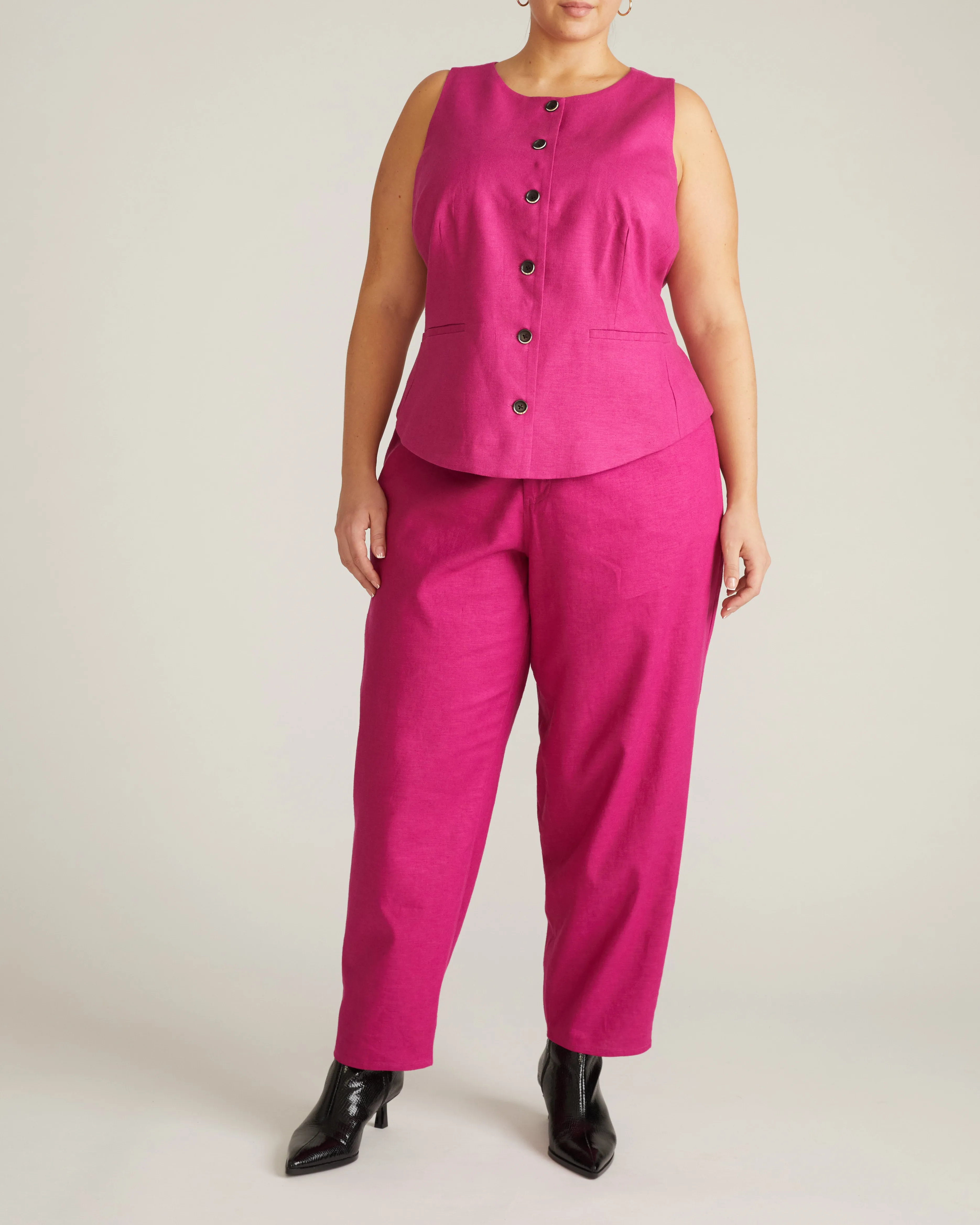 Lou Barrel Leg Linen Pants - Hyper Pink sold by Universal Standard product image thumbnail 3
