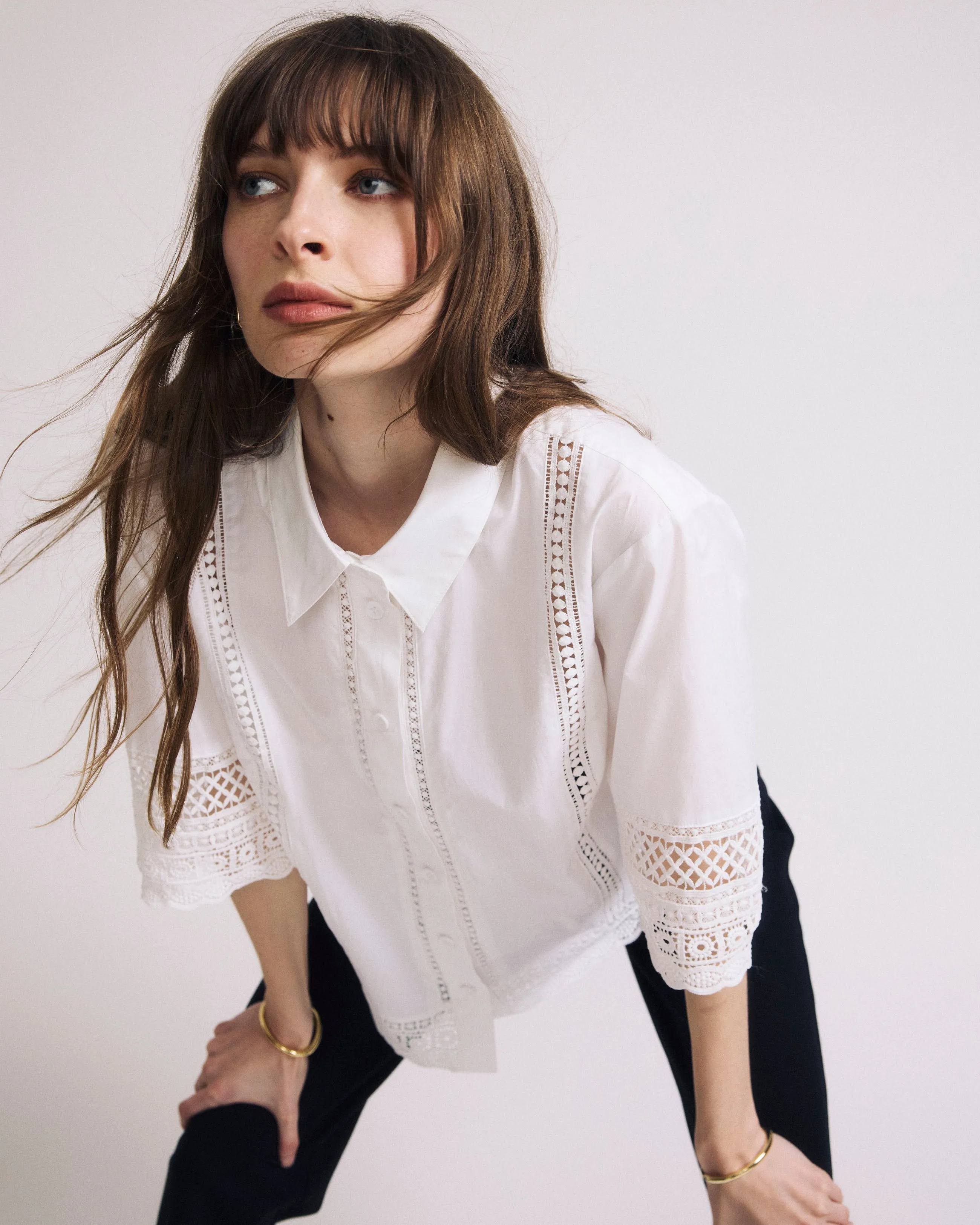 Dora Cotton Poplin Blouse - White sold by Universal Standard