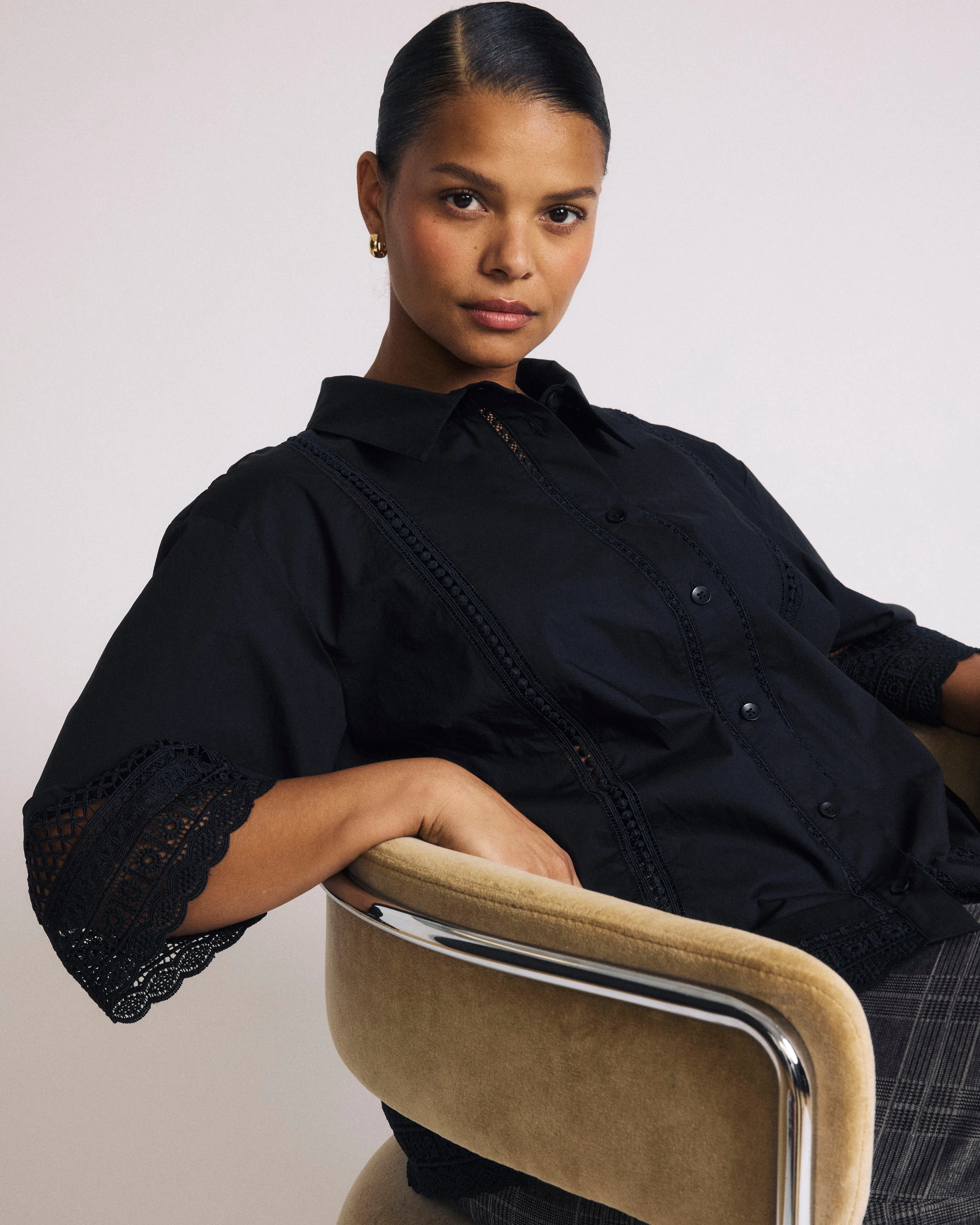 Dora Cotton Poplin Blouse - Black sold by Universal Standard product image thumbnail 3