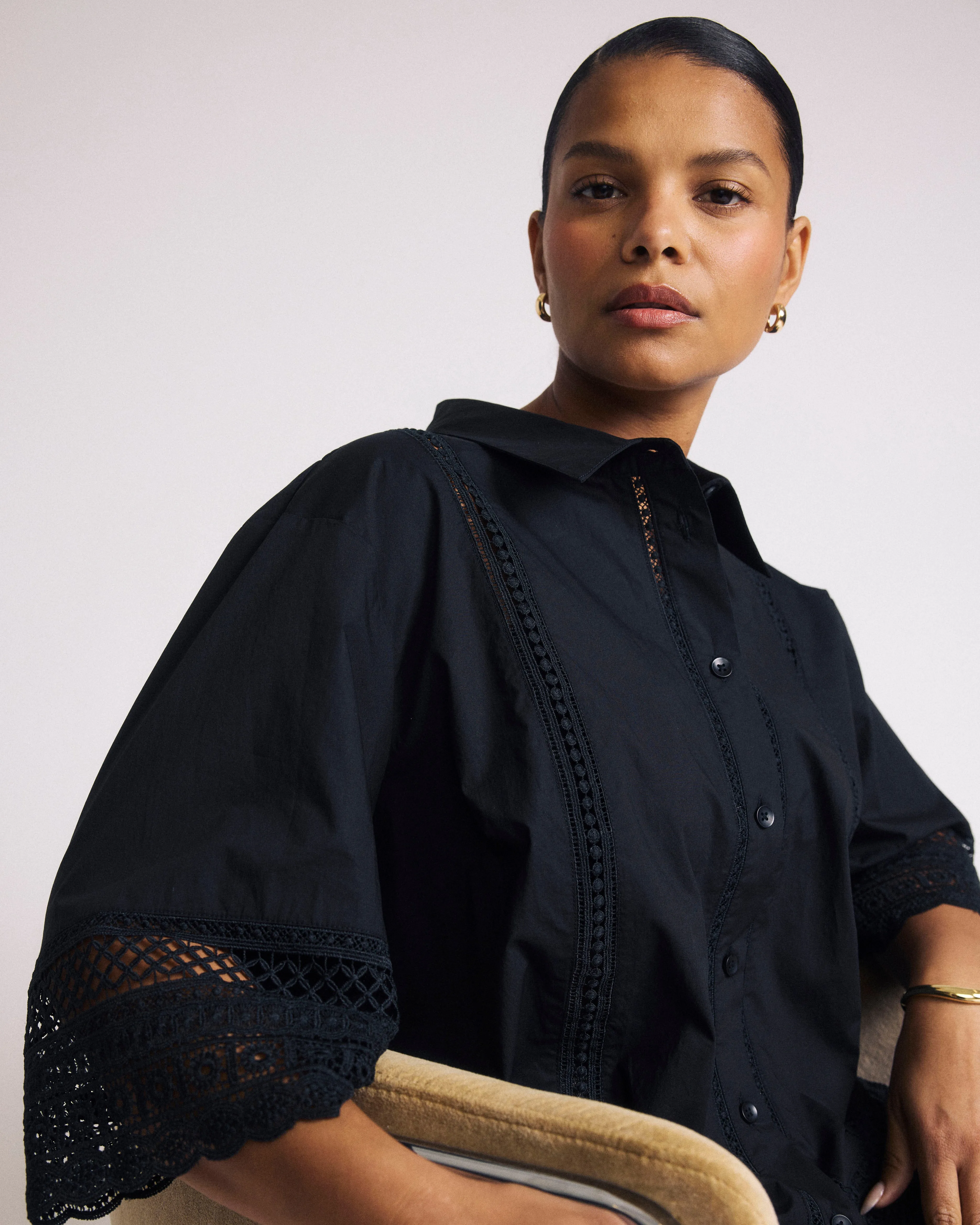 Dora Cotton Poplin Blouse - Black sold by Universal Standard product image thumbnail 2