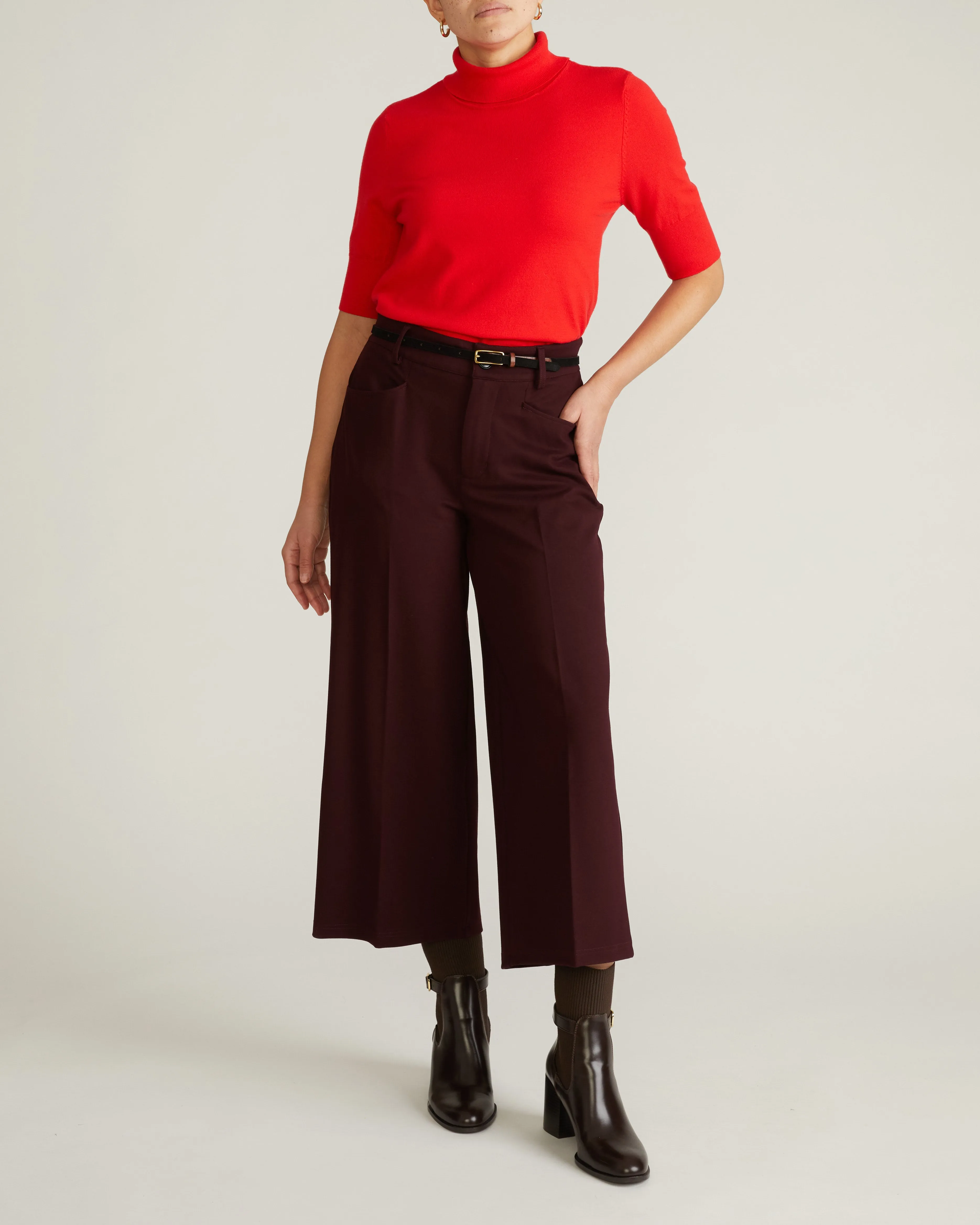 Cropped Wide Leg Ponte Pants - Black Cherry sold by Universal Standard product image thumbnail 2