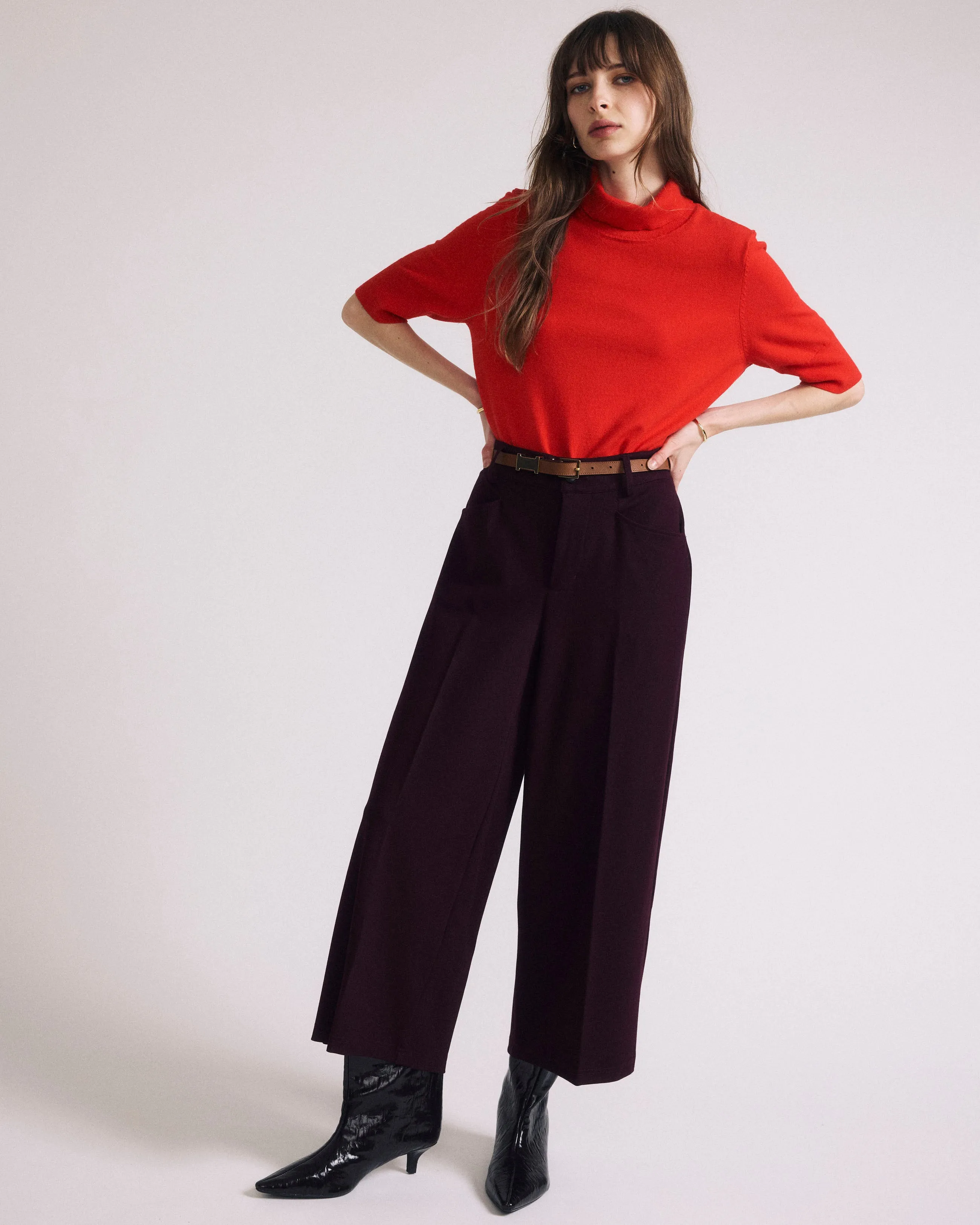 Cropped Wide Leg Ponte Pants - Black Cherry sold by Universal Standard