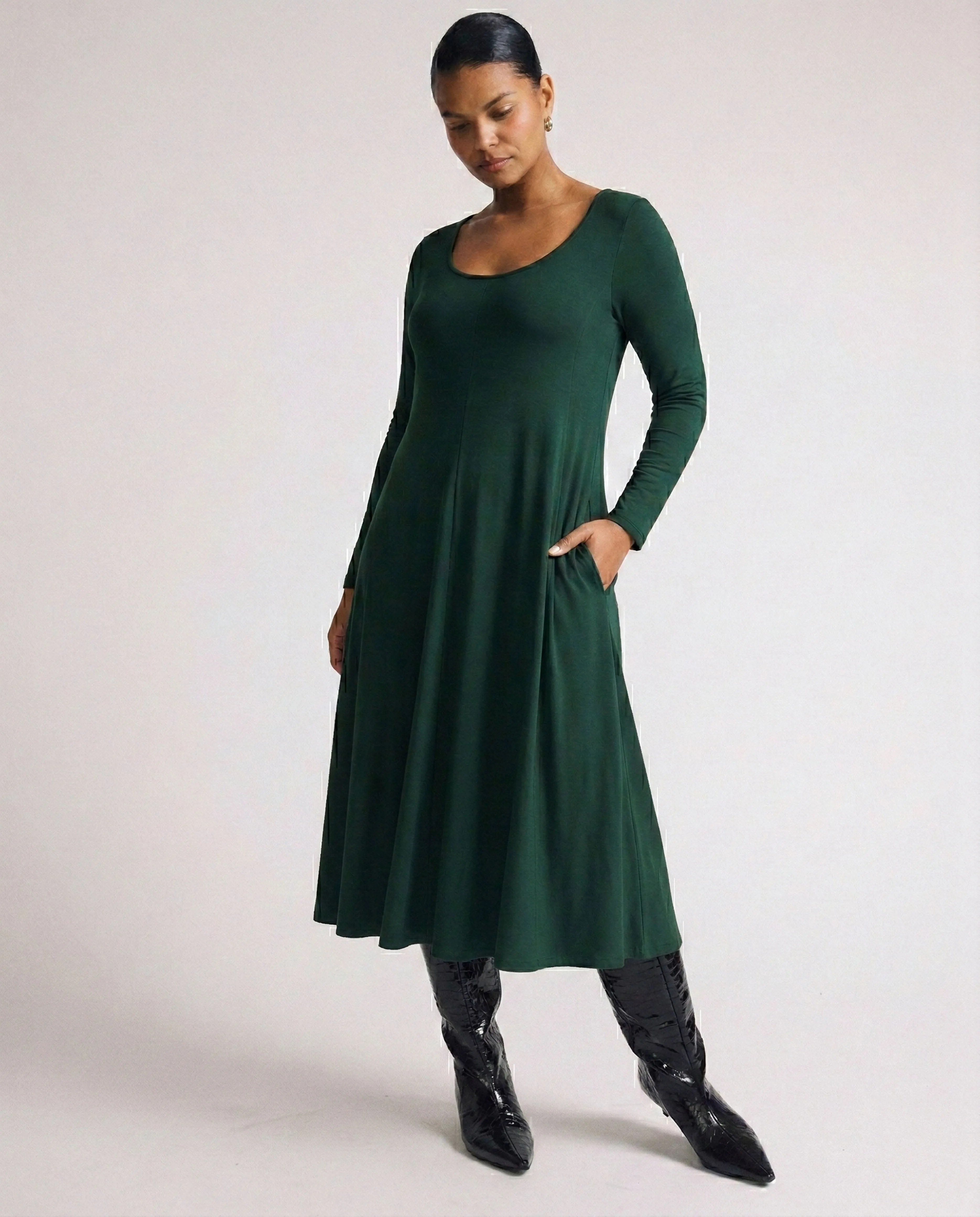 Cora Divine Jersey Dress - Forest Green sold by Universal Standard