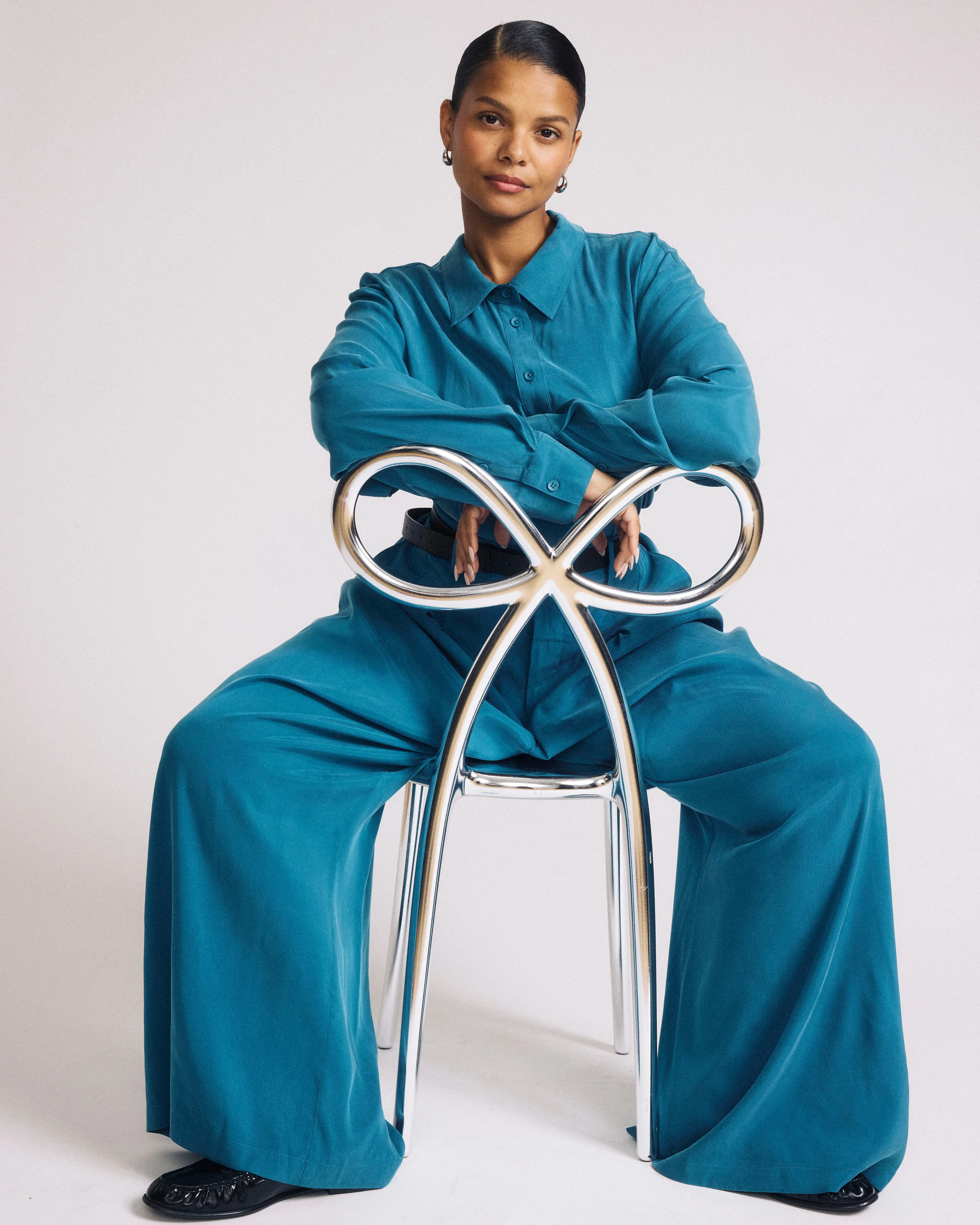 Palais Cooling Cupro Wide Leg Pant - Blue Beetle sold by Universal Standard product image thumbnail 2