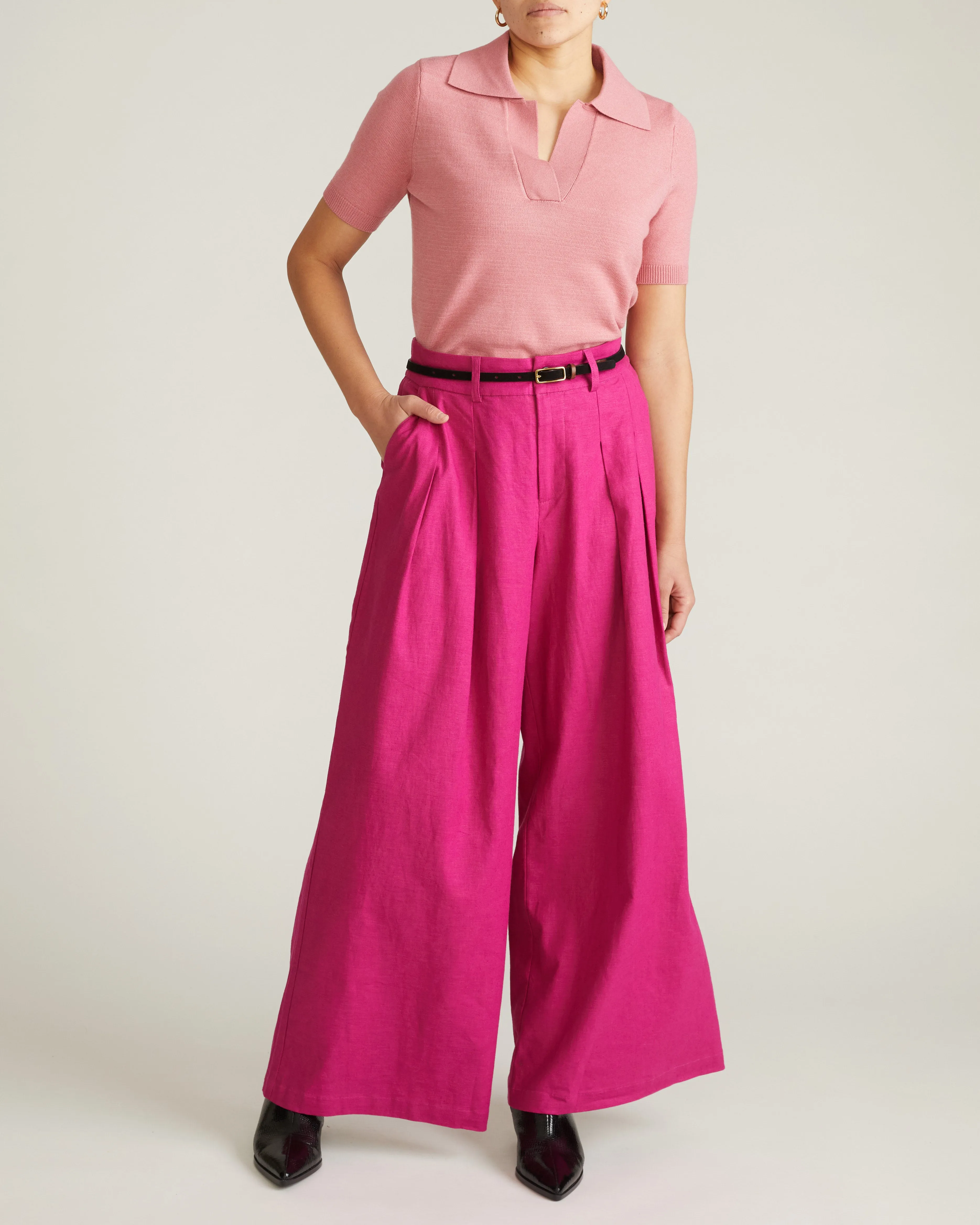 Palais Stretch Linen Wide Leg Pant - Hyper Pink sold by Universal Standard product image thumbnail 3