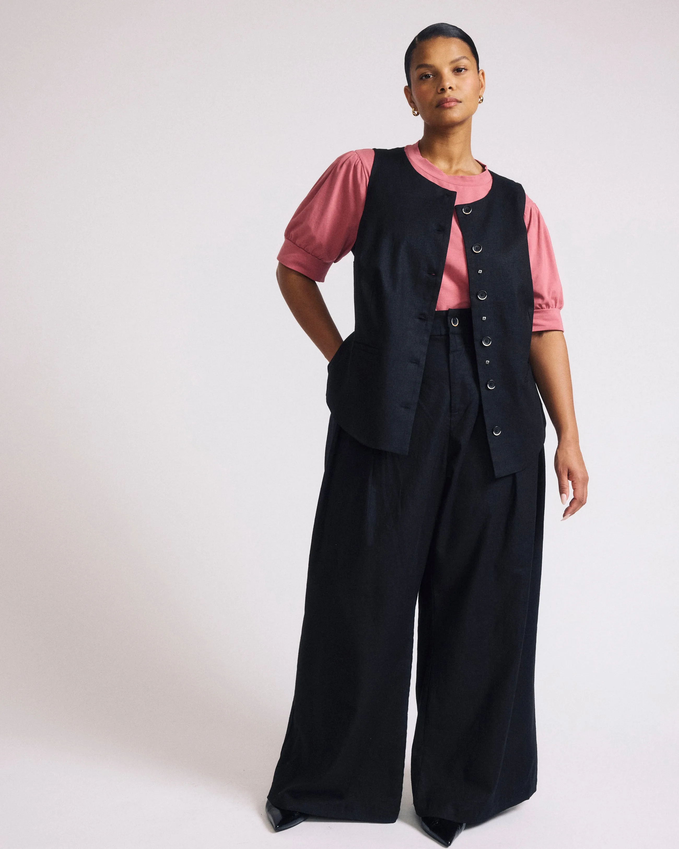 Palais Stretch Linen Wide Leg Pant - Black sold by Universal Standard product image thumbnail 2