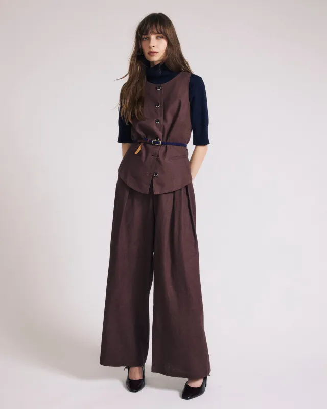 Palais Stretch Linen Wide Leg Pant - Sophisticated Brown sold by Universal Standard