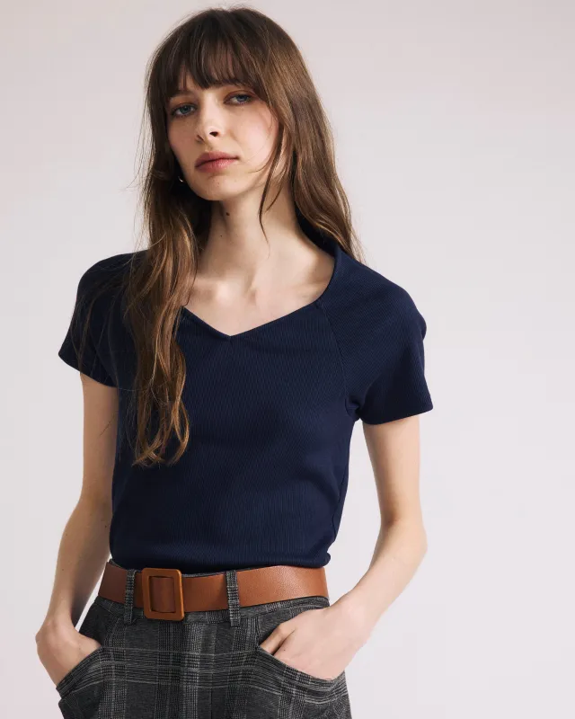 Carey Ribbed Top - Navy sold by Universal Standard