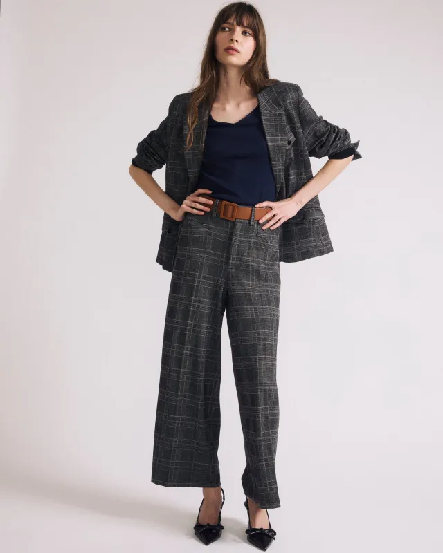 Cropped Wide Leg Ponte Pants - British Plaid made by Universal Standard