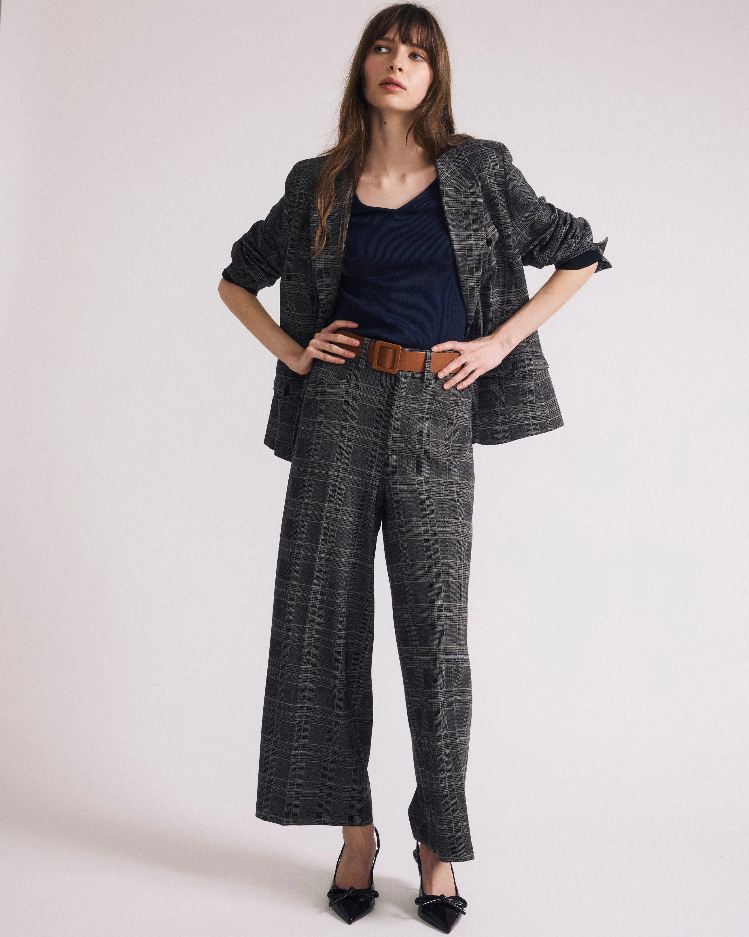Cropped Wide Leg Ponte Pants - British Plaid sold by Universal Standard