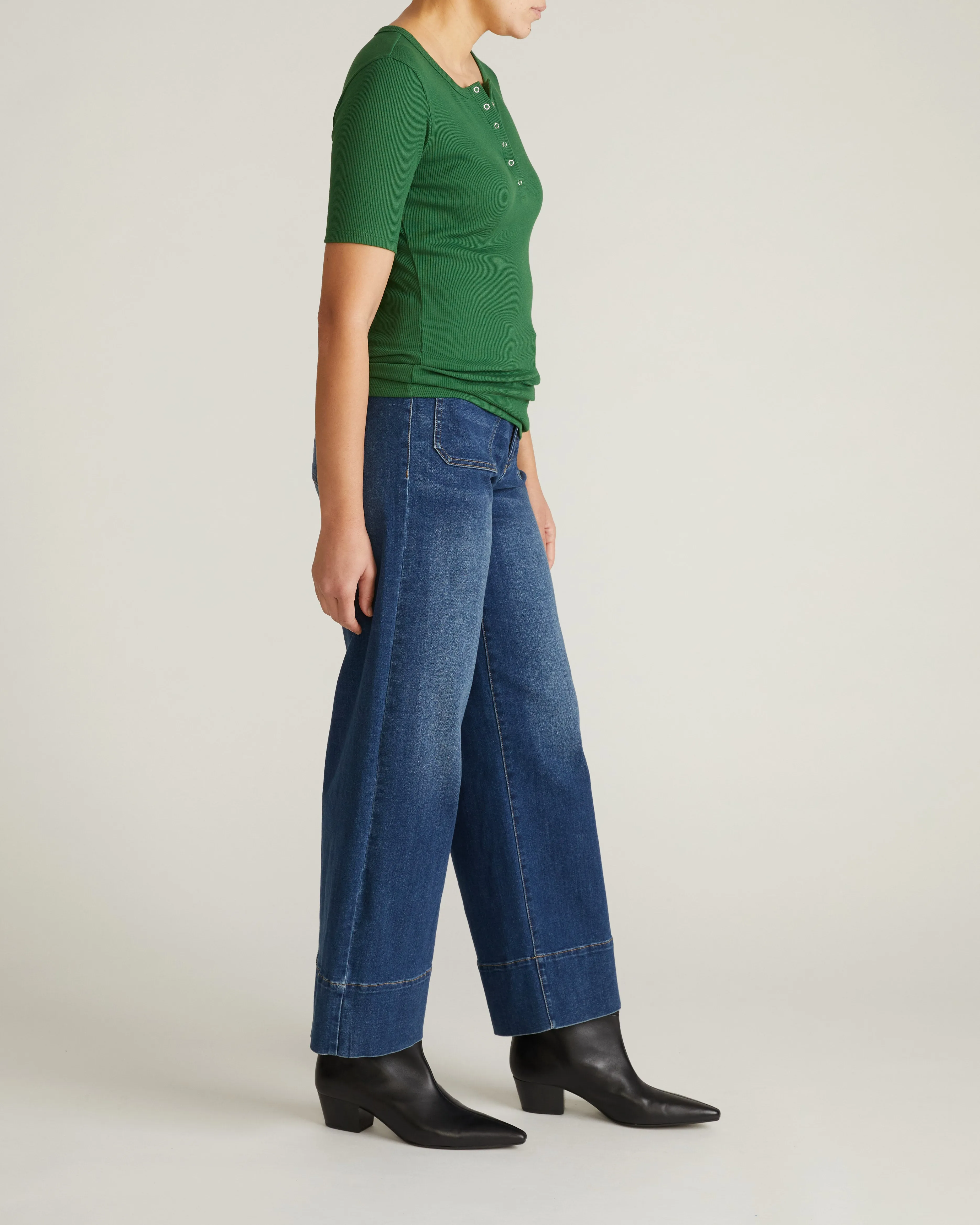 Henley Short Sleeve Ribbed Tee - Green Park sold by Universal Standard product image thumbnail 4