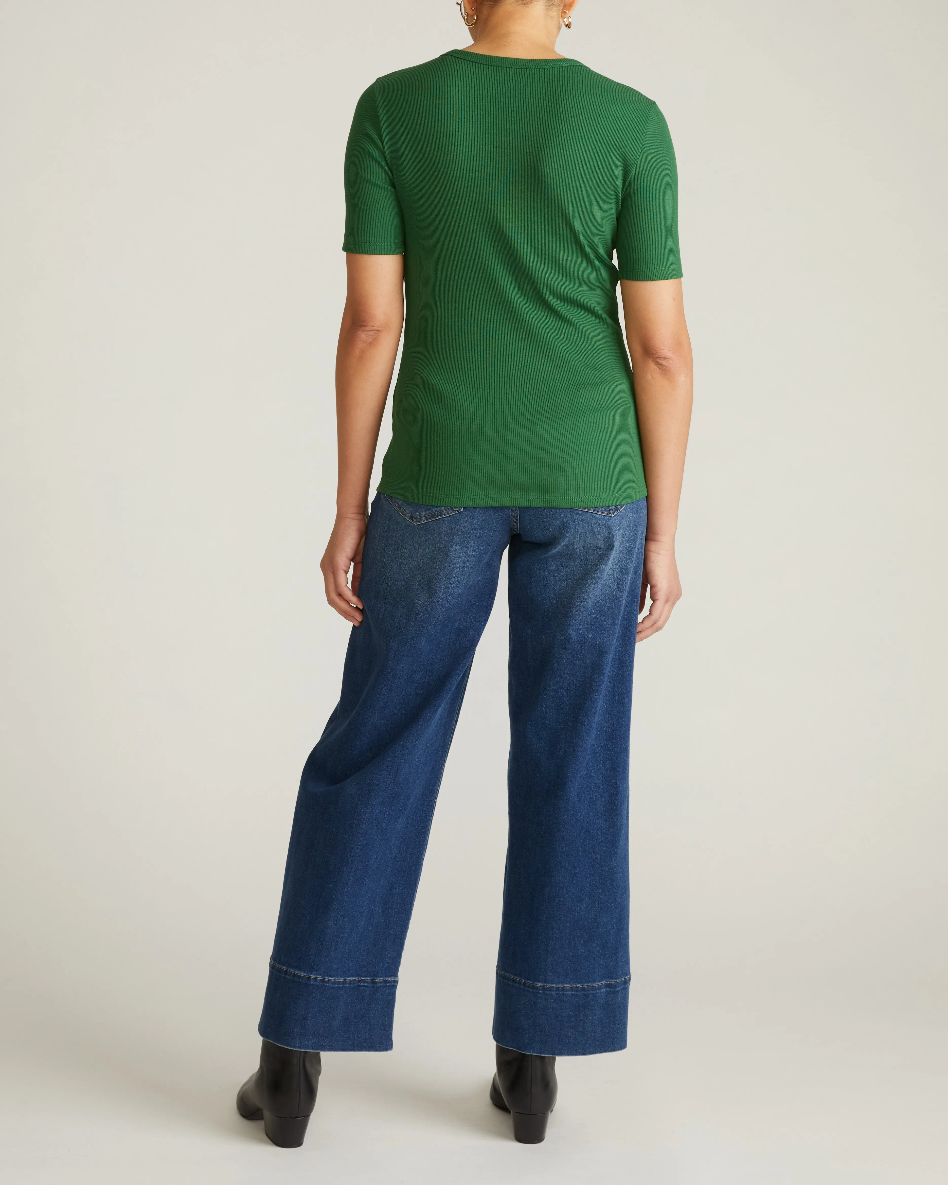 Henley Short Sleeve Ribbed Tee - Green Park sold by Universal Standard product image thumbnail 5