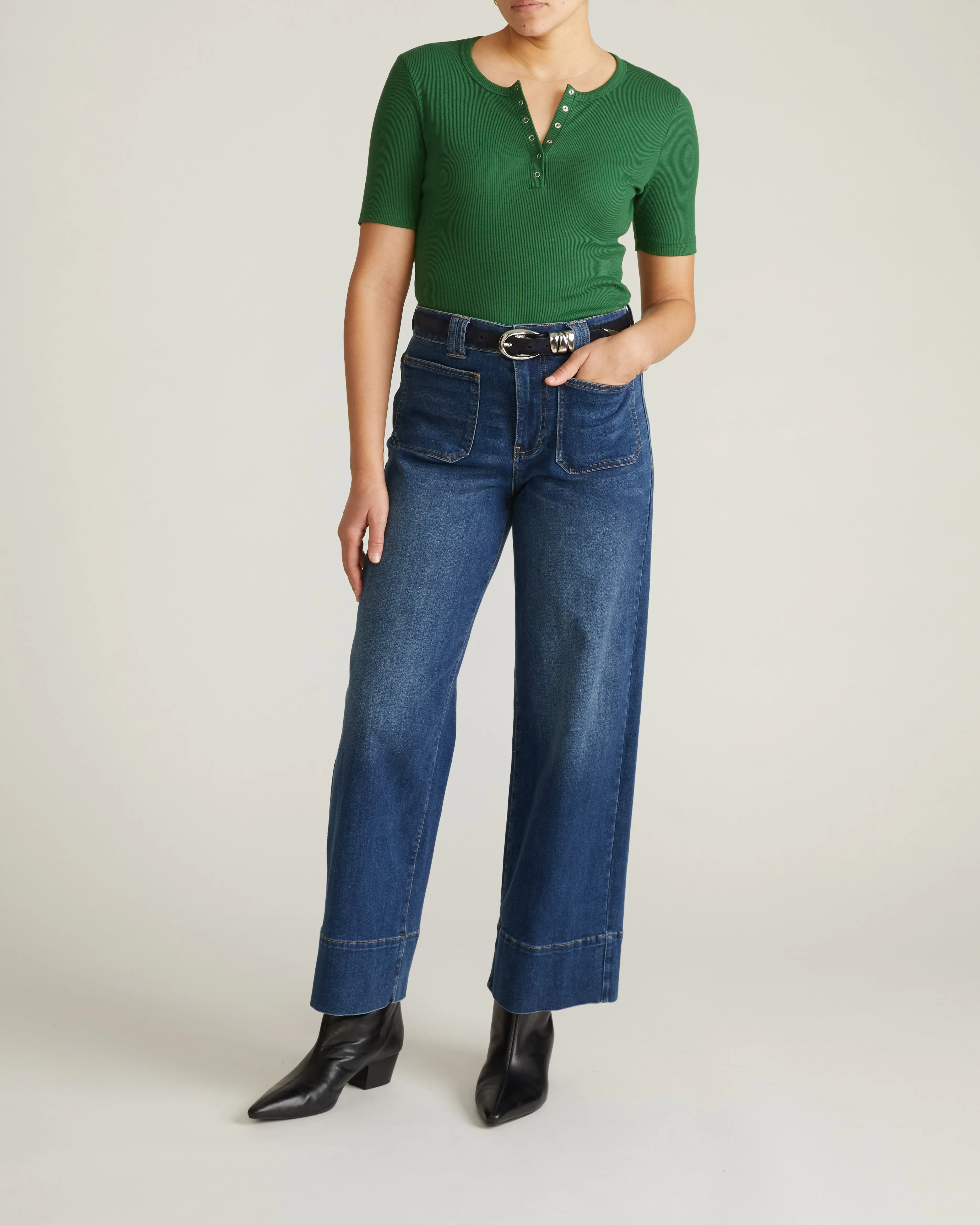 Henley Short Sleeve Ribbed Tee - Green Park sold by Universal Standard product image thumbnail 3