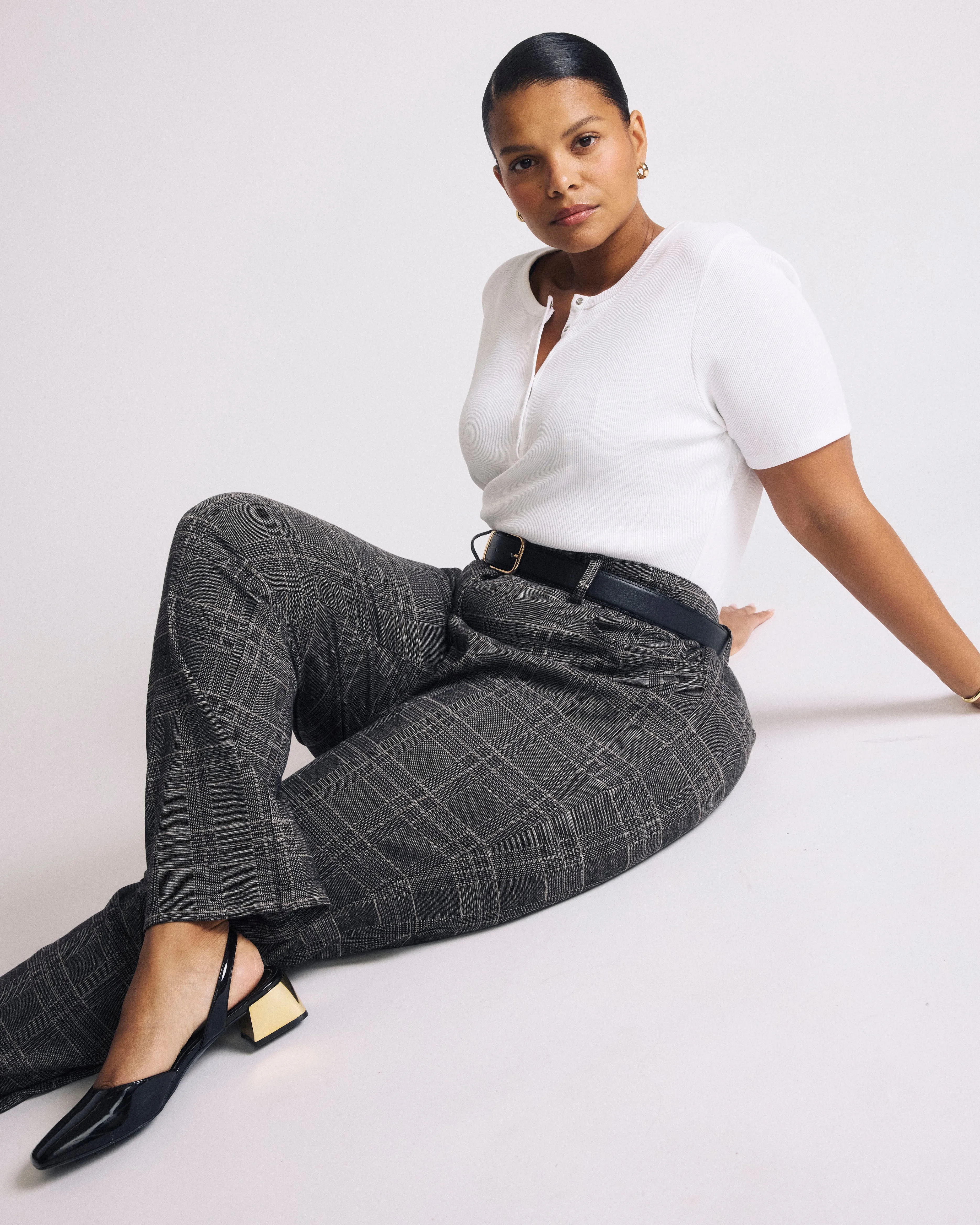 Henley Short Sleeve Ribbed Tee - White sold by Universal Standard product image thumbnail 2