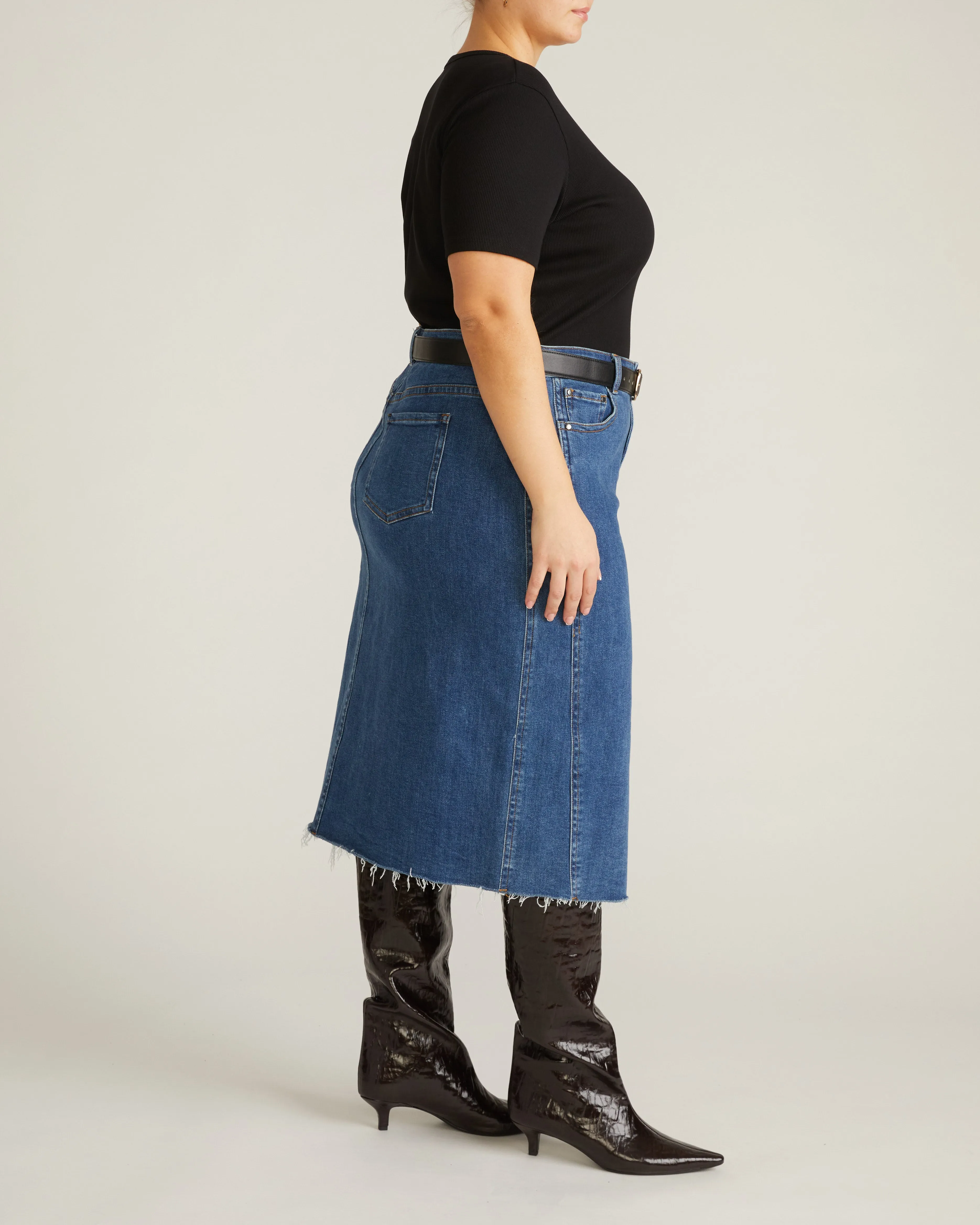 Henley Short Sleeve Ribbed Tee - Black sold by Universal Standard product image thumbnail 3