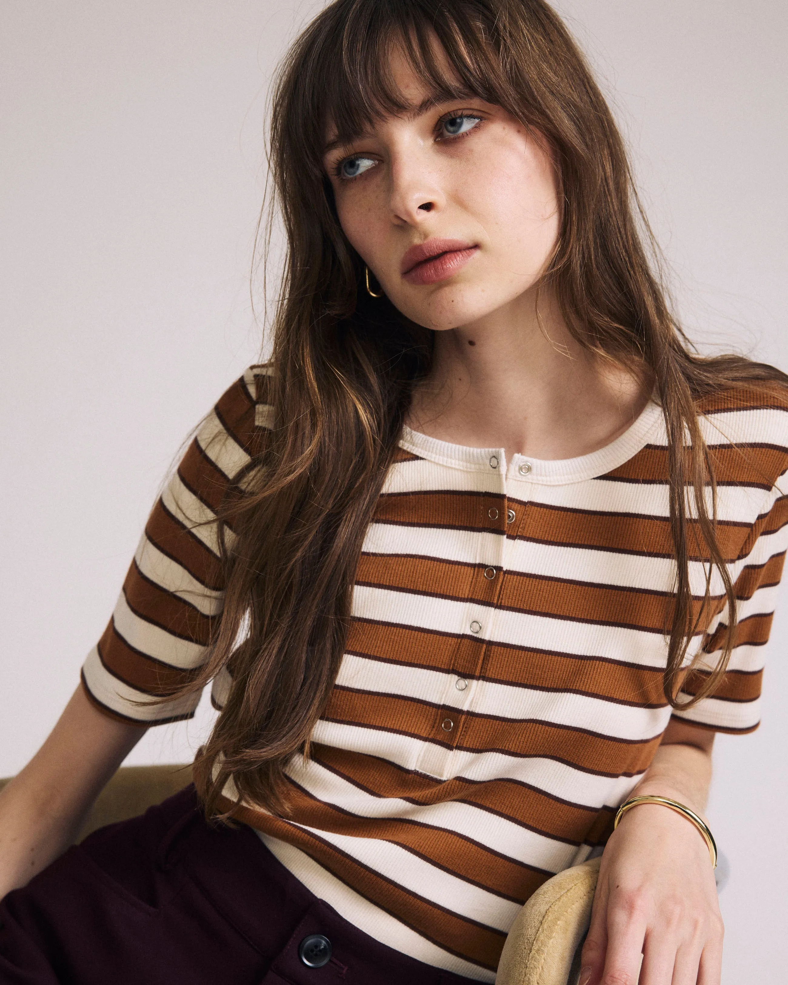 Henley Short Sleeve Ribbed Tee - Baker Street Stripe sold by Universal Standard product image thumbnail 3