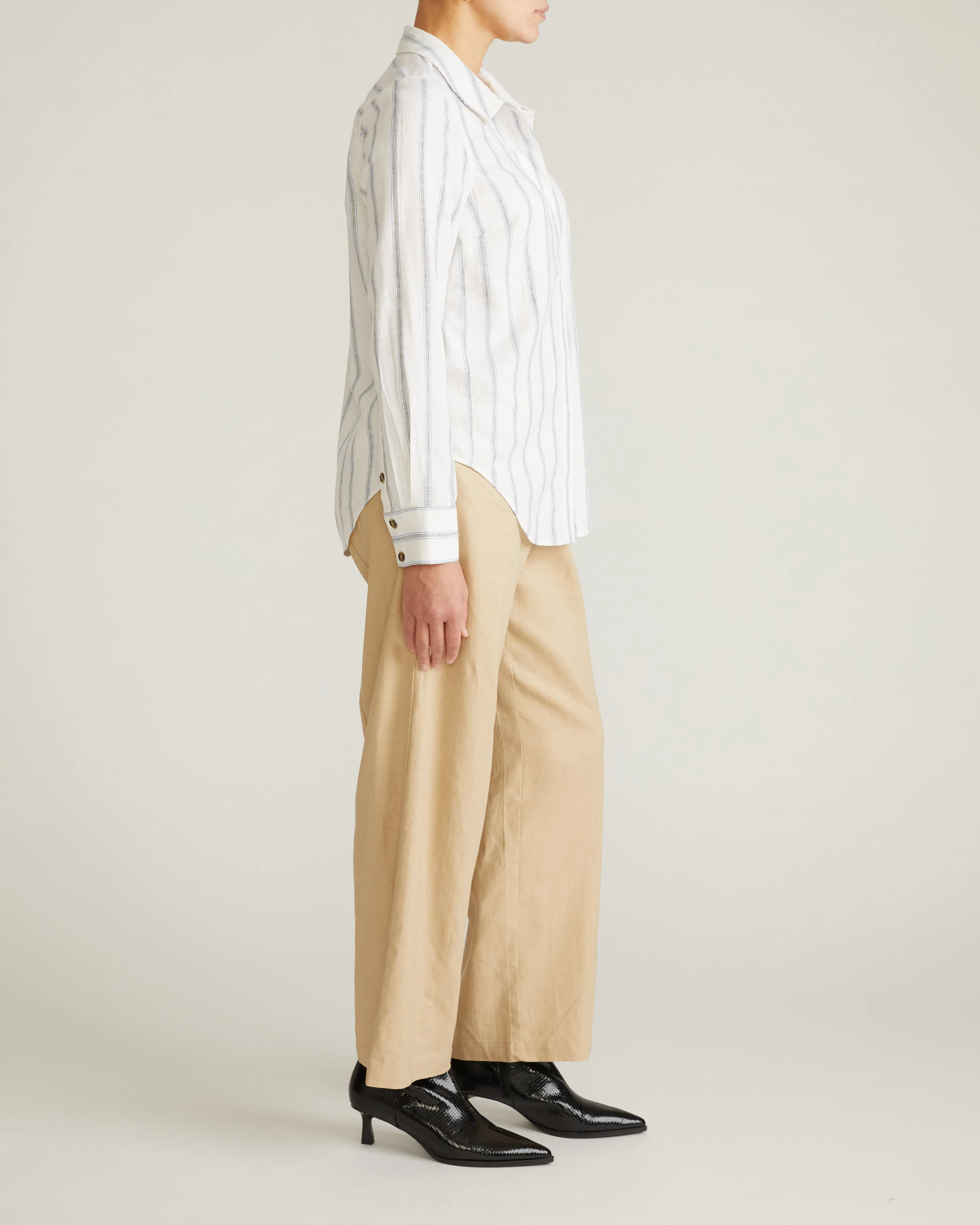 Elbe Stretch Linen Shirt - Mayfair Stripe sold by Universal Standard product image thumbnail 4