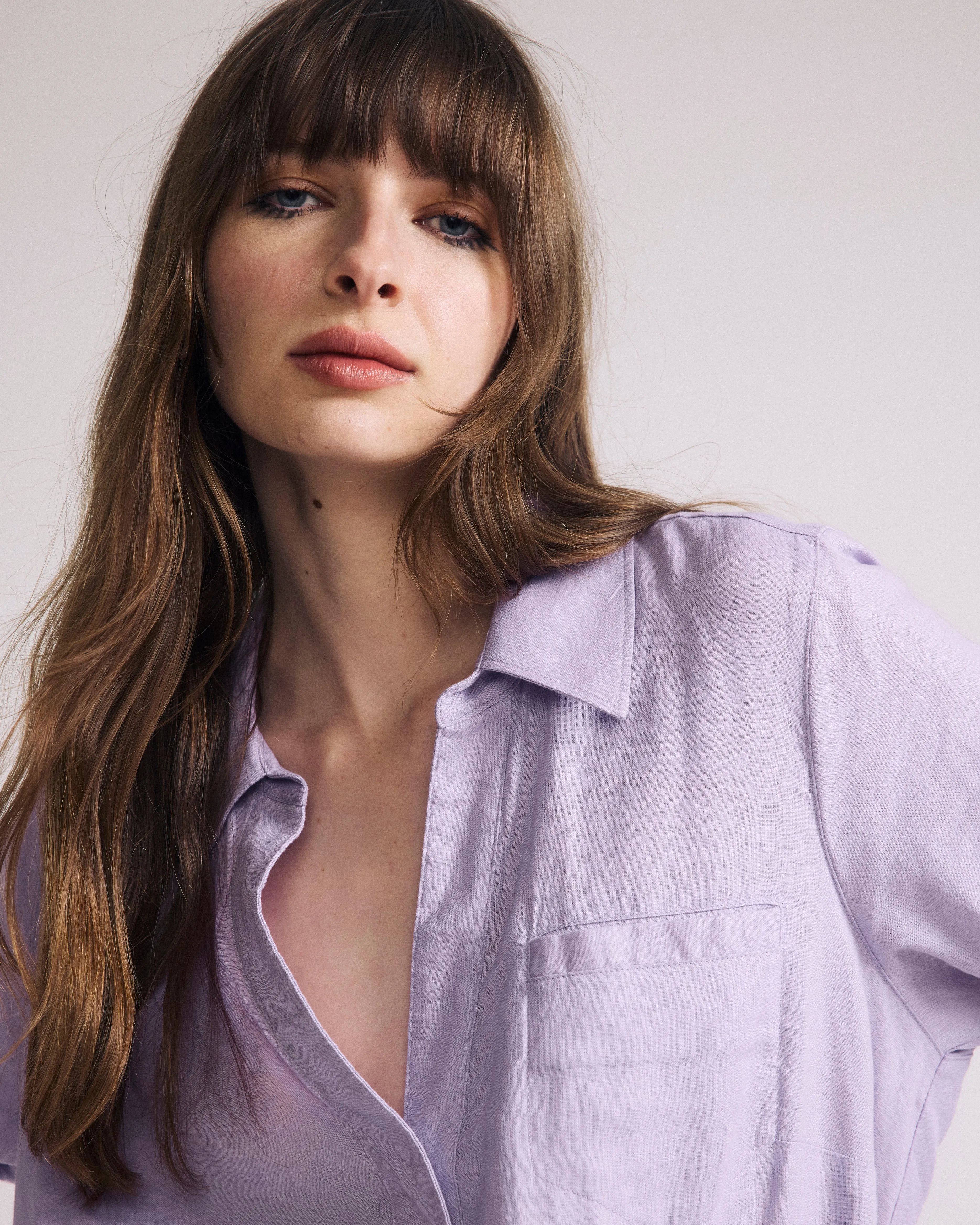 Elbe Popover Stretch Linen Shirt - Orchid sold by Universal Standard product image thumbnail 2