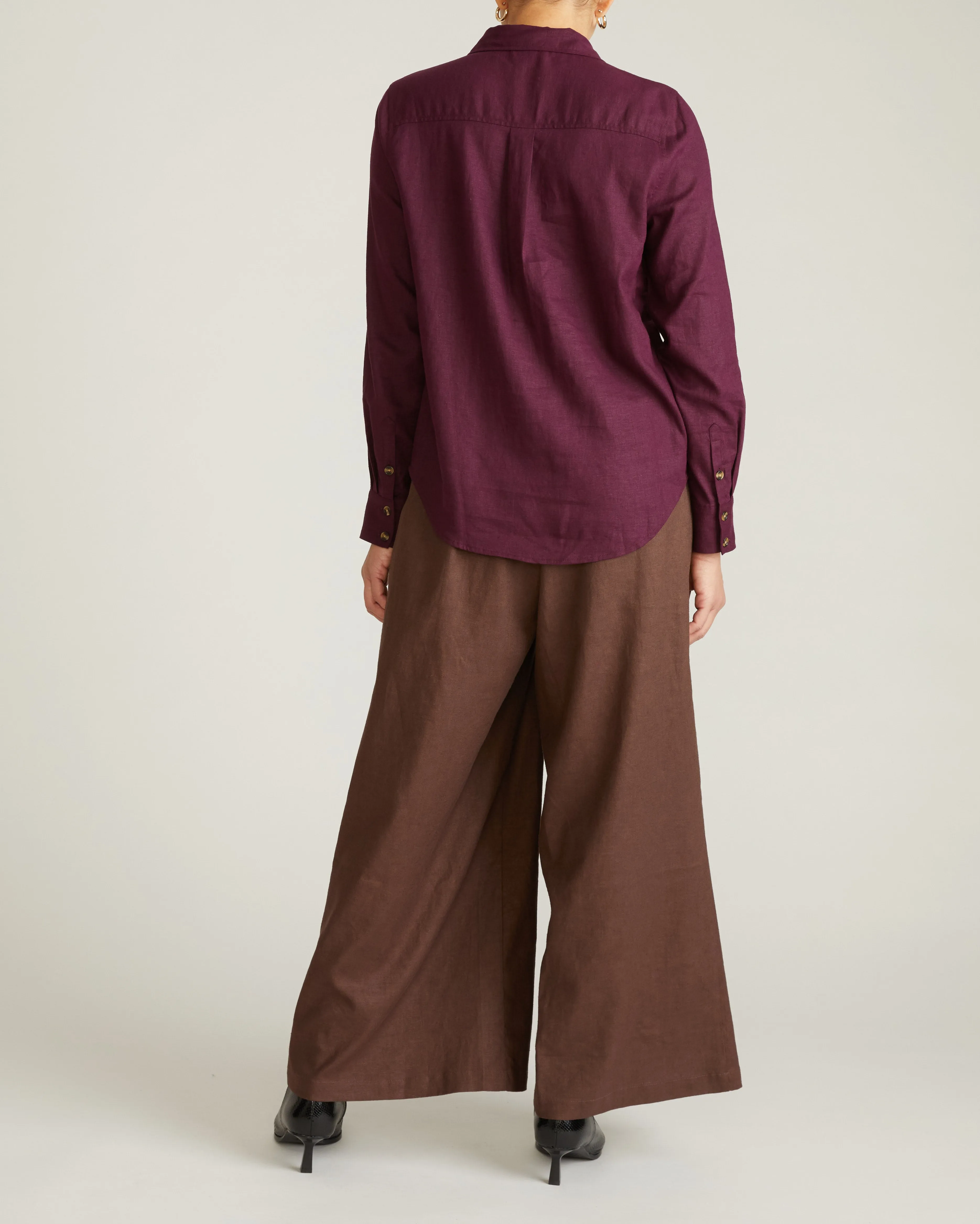 Elbe Popover Stretch Linen Shirt - Acai sold by Universal Standard product image thumbnail 4