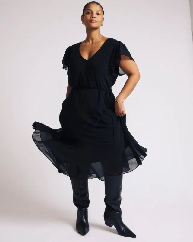 Seville Chiffon Dress - Black sold by Universal Standard