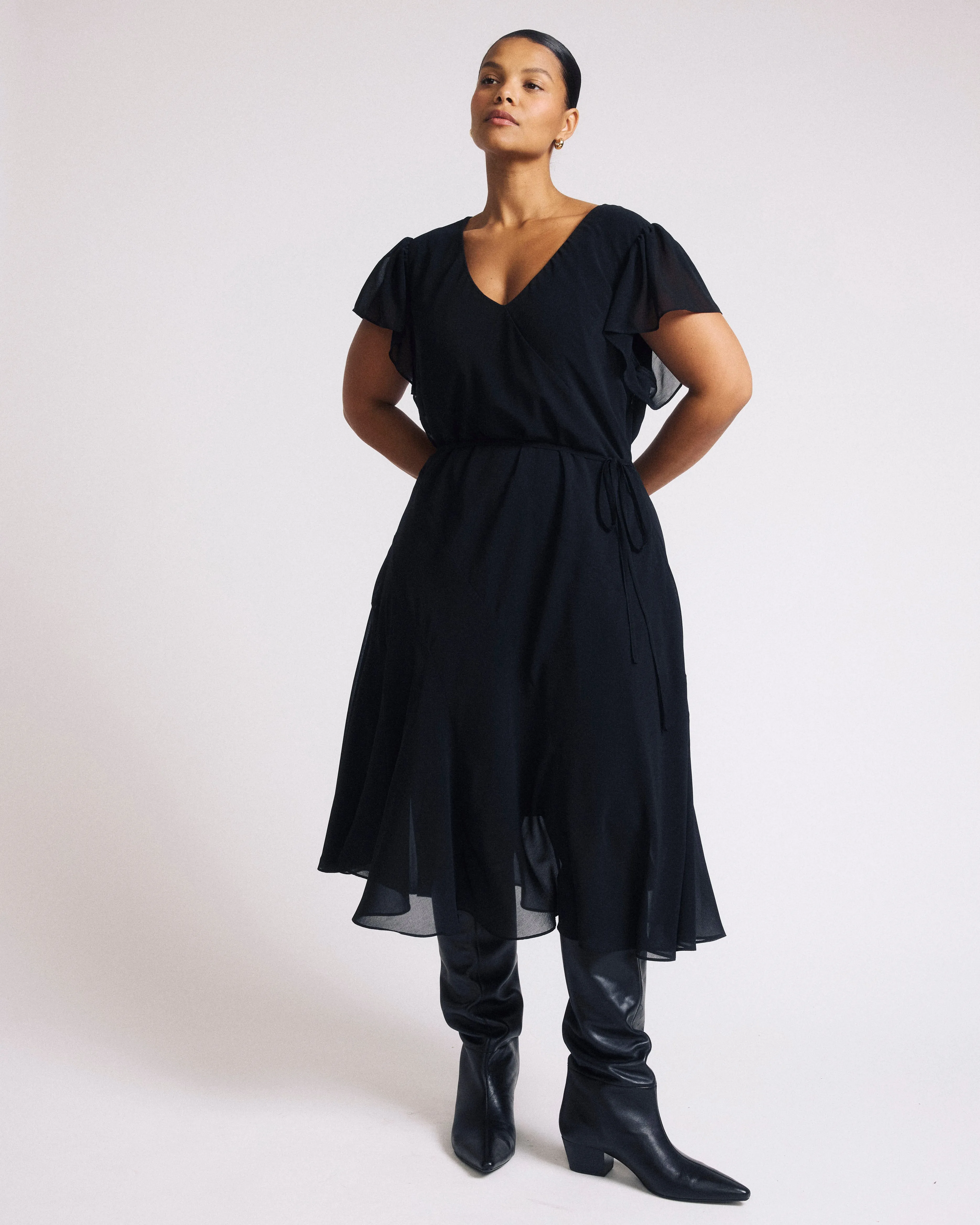 Seville Chiffon Dress - Black sold by Universal Standard product image thumbnail 4