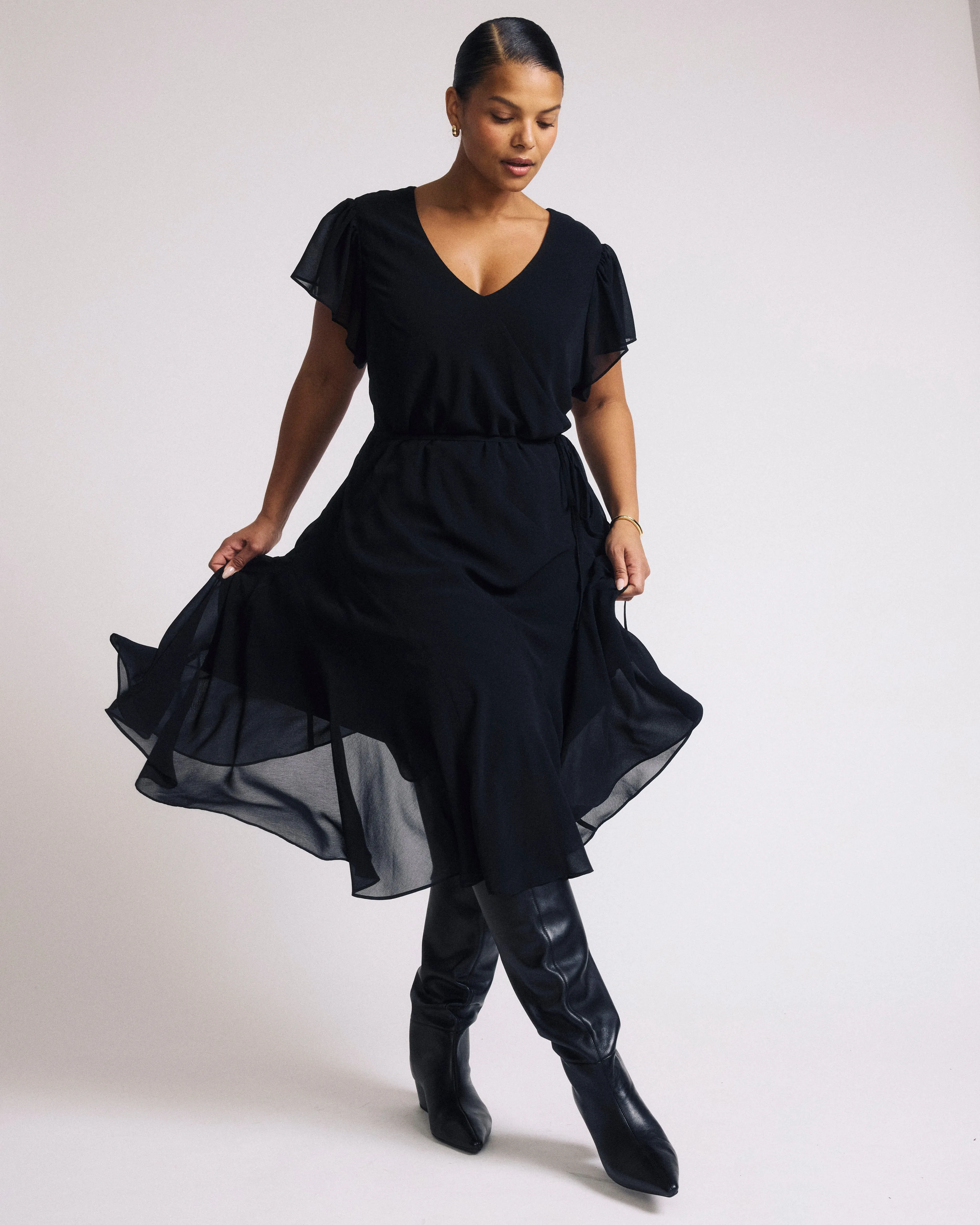 Seville Chiffon Dress - Black sold by Universal Standard product image thumbnail 3