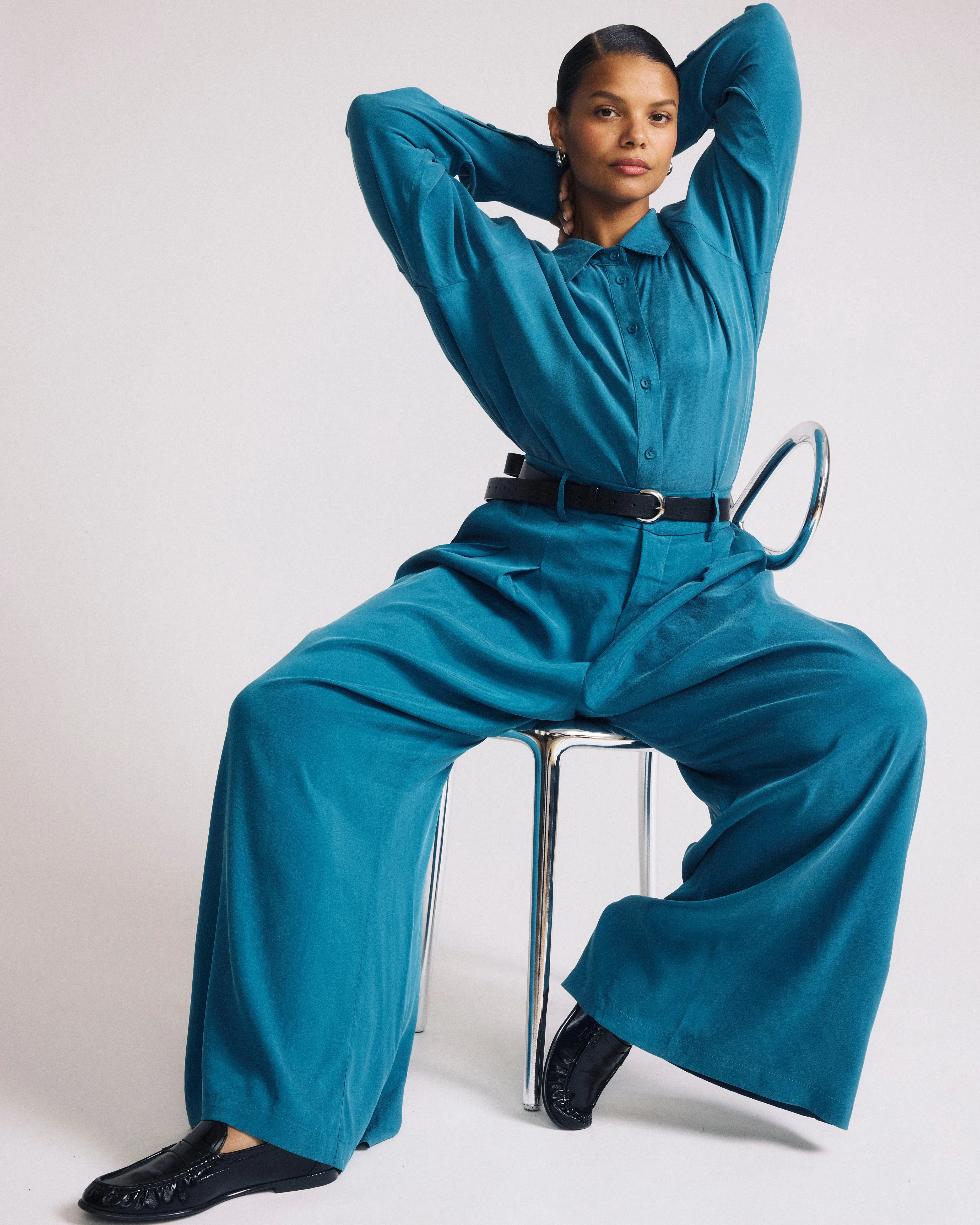 Cooling Stretch Cupro Artist Shirt - Blue Beetle sold by Universal Standard product image thumbnail 2