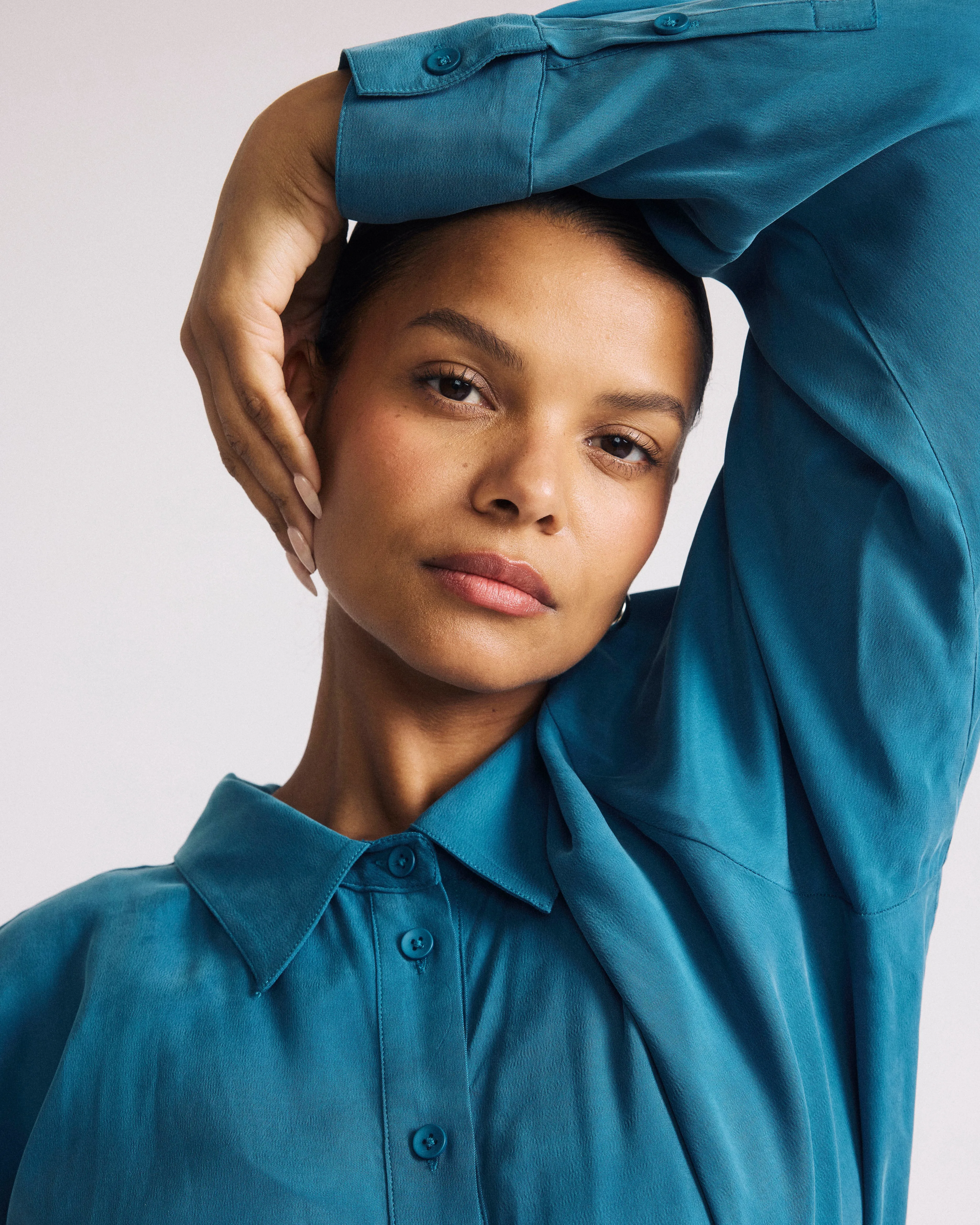 Cooling Stretch Cupro Artist Shirt - Blue Beetle sold by Universal Standard product image thumbnail 4