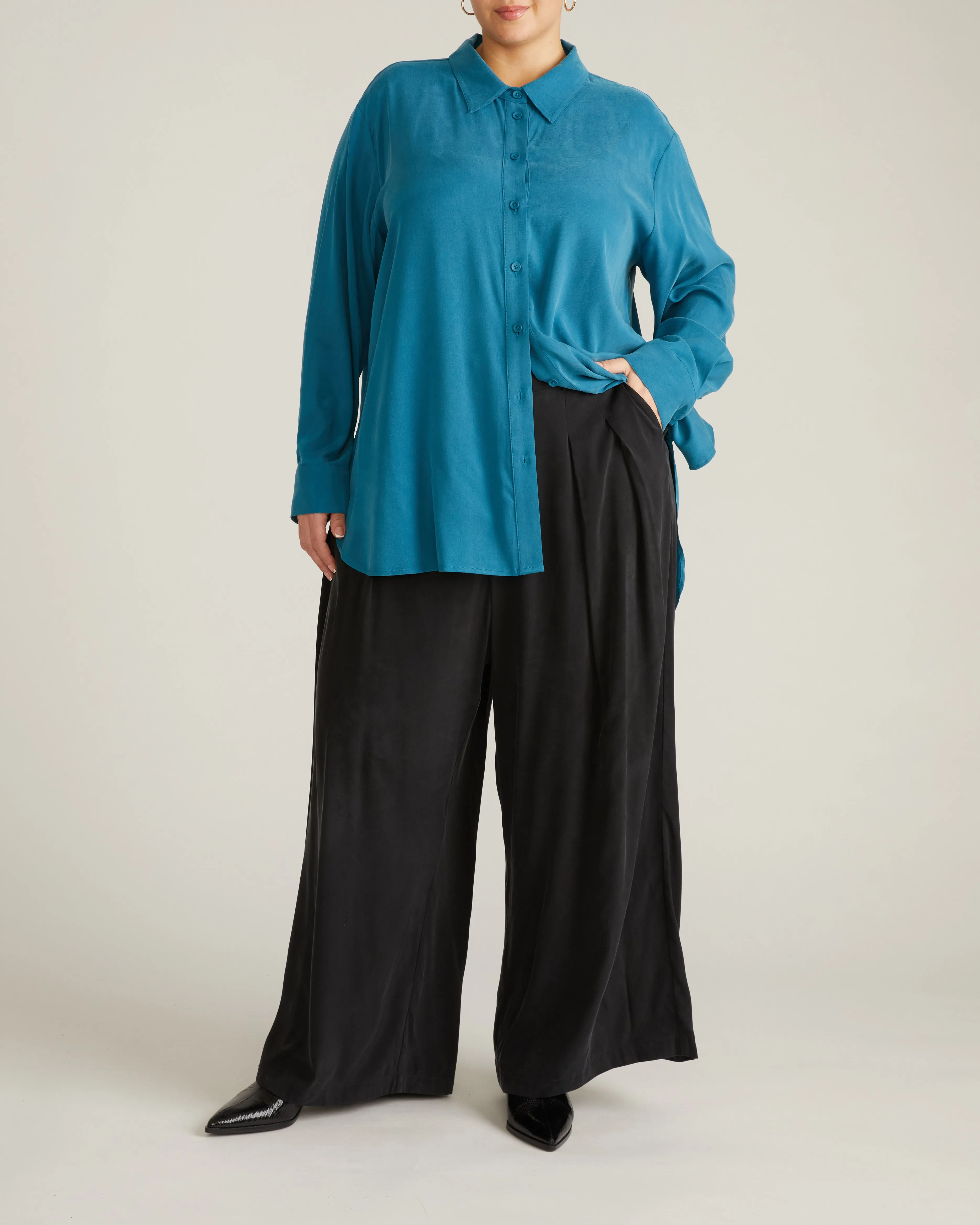 Cooling Stretch Cupro Artist Shirt - Blue Beetle sold by Universal Standard product image thumbnail 5