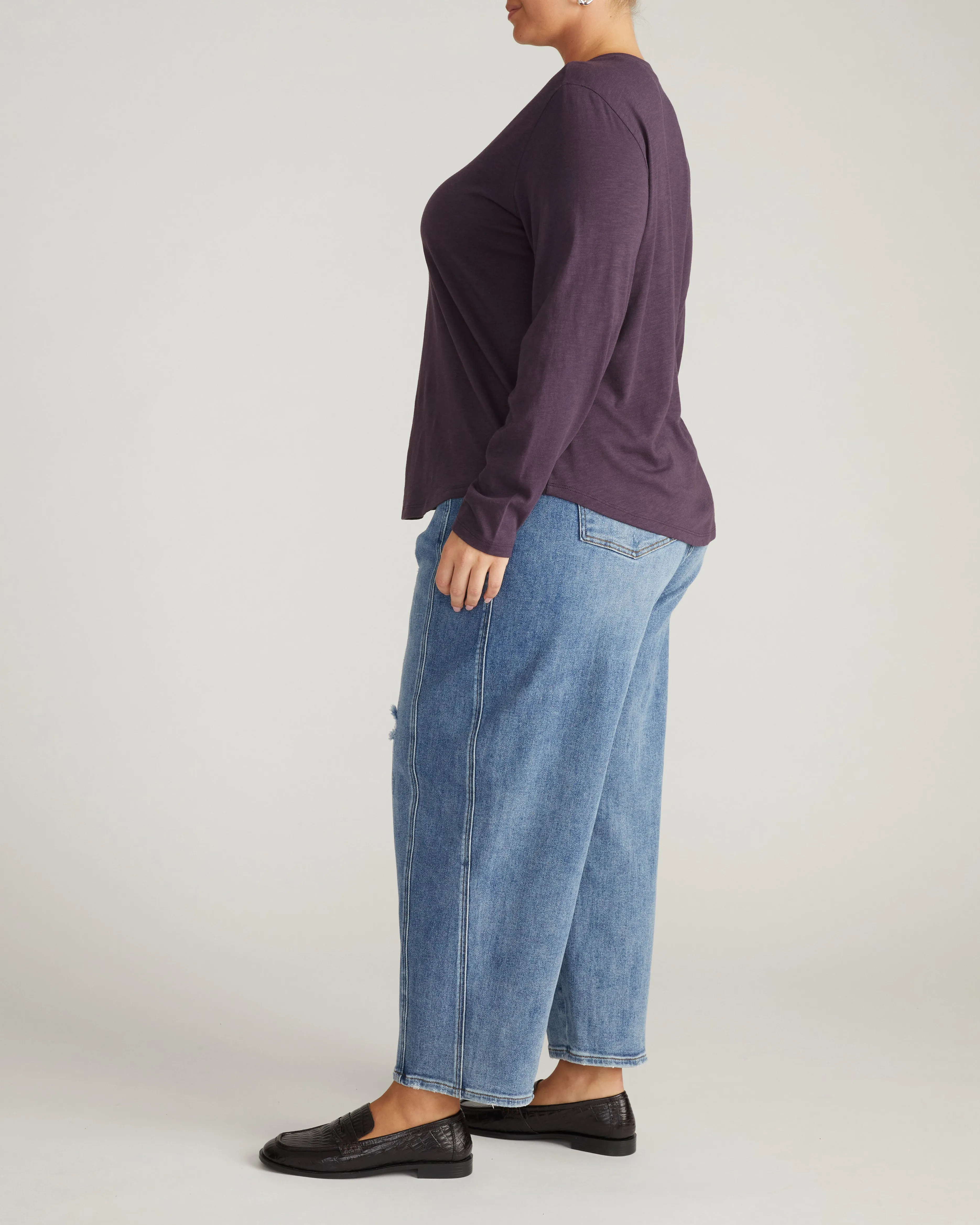 Light-As-Air Long Sleeve V Neck Tee - Purple Jewel sold by Universal Standard product image thumbnail 5