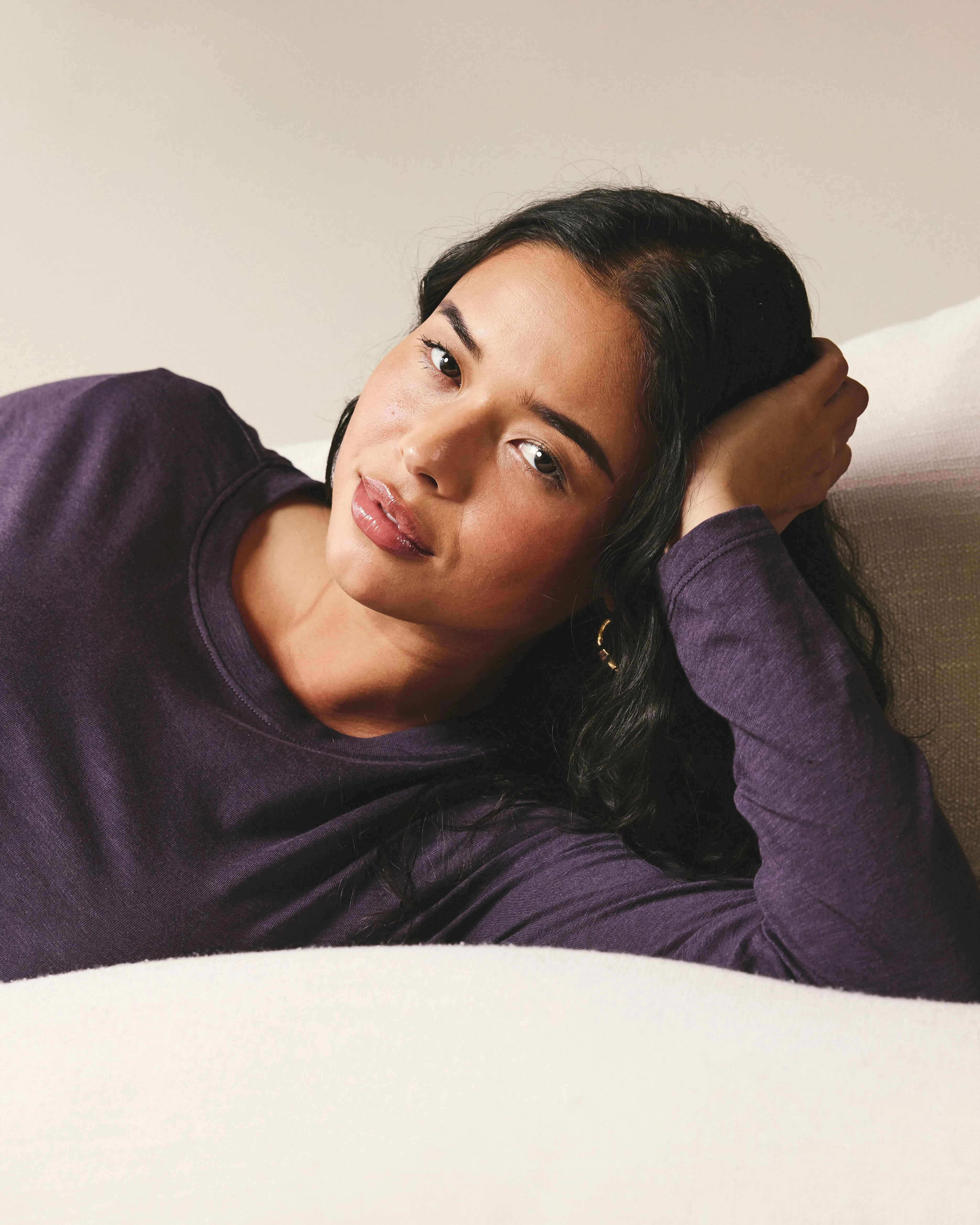 Light-As-Air Long Sleeve Crew Neck Tee - Purple Jewel sold by Universal Standard product image thumbnail 5