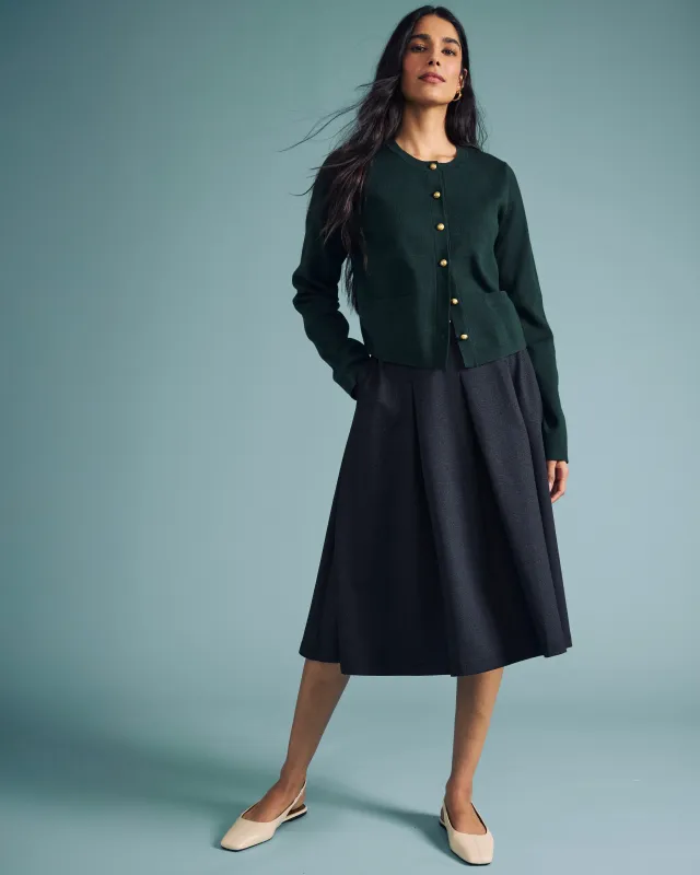 PowerPonte Denim Pleated Skirt - Charcoal sold by Universal Standard