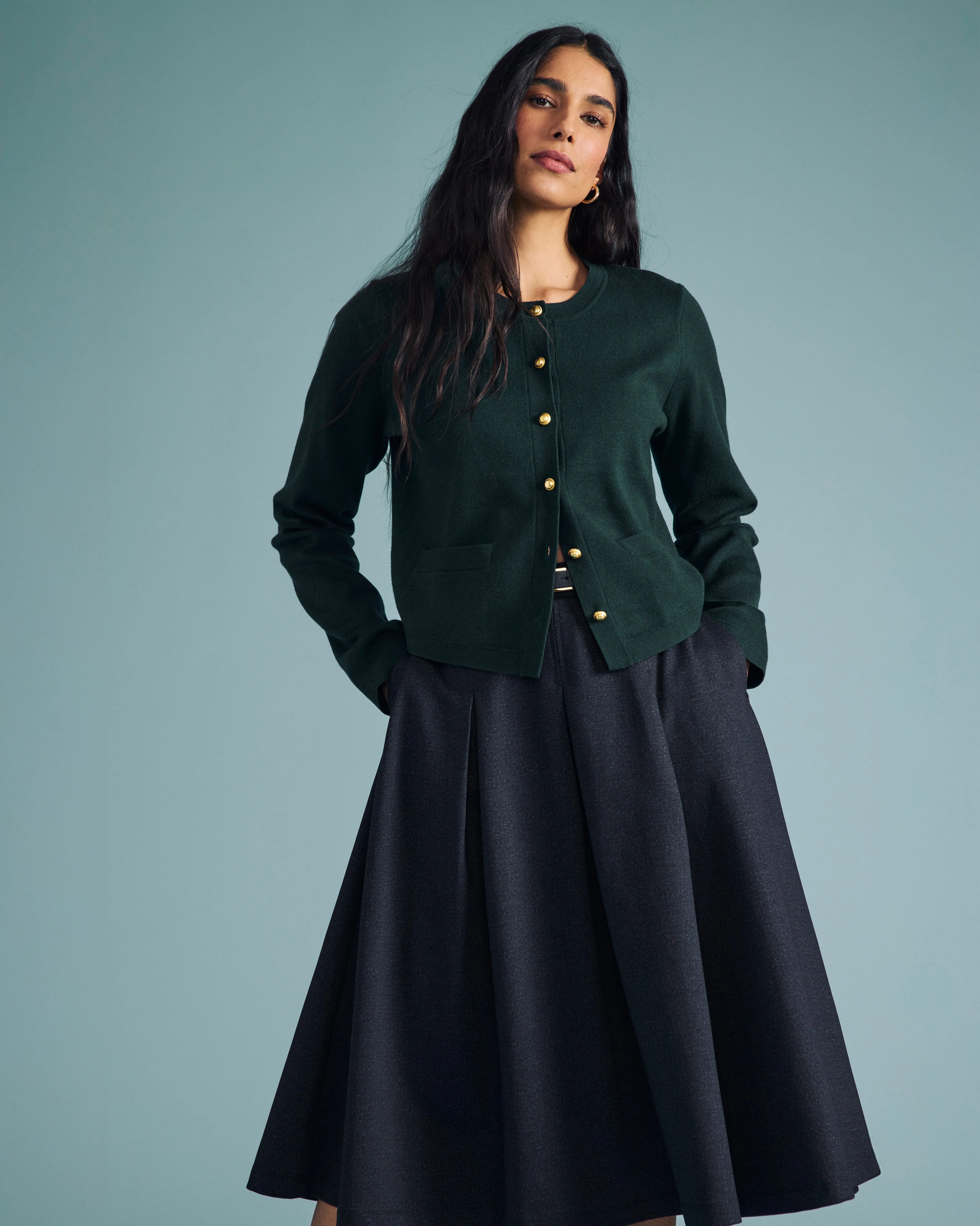 PowerPonte Denim Pleated Skirt - Charcoal sold by Universal Standard product image thumbnail 2