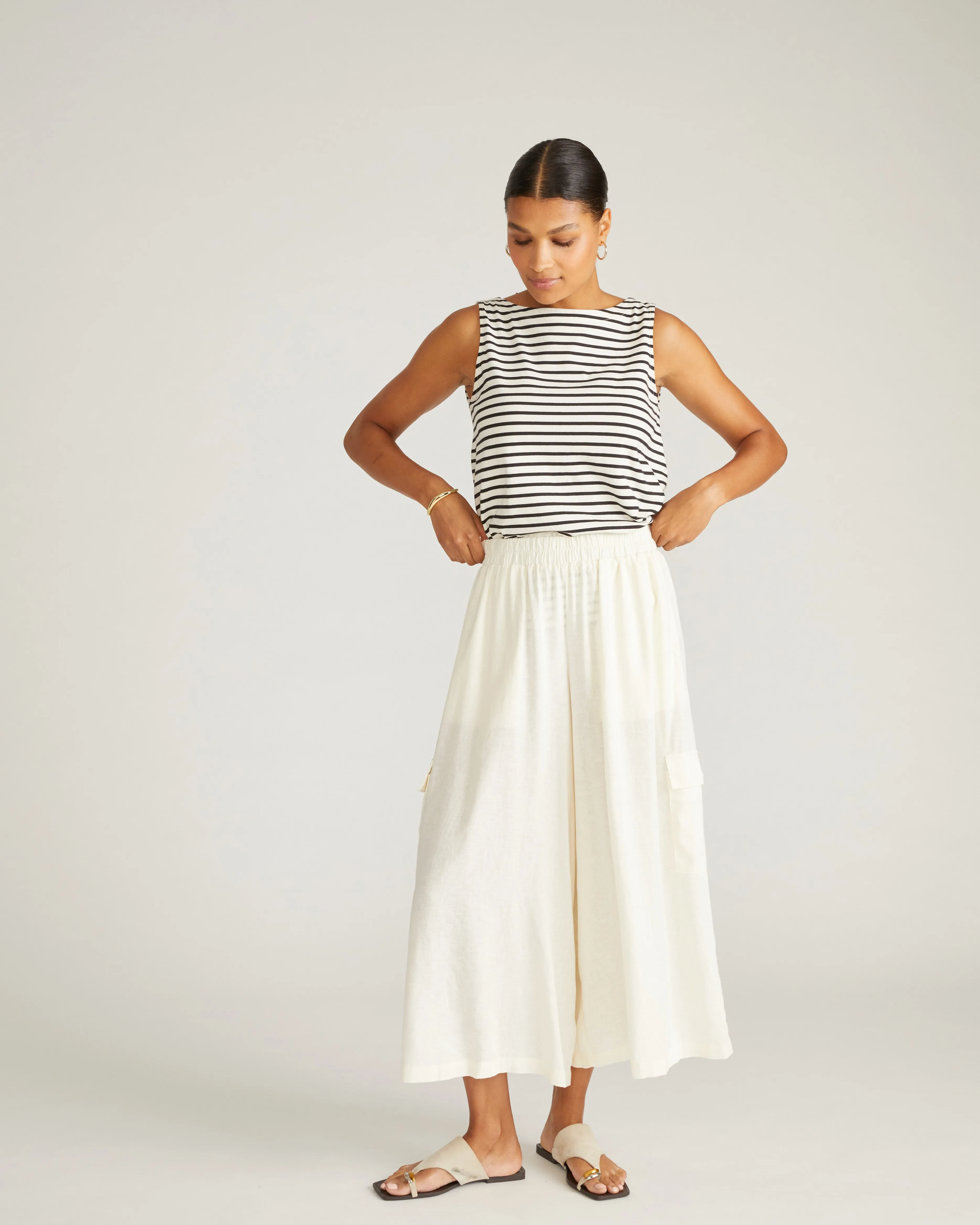 Palazzo Cargo Linen Pant - Natural White sold by Universal Standard product image thumbnail 4