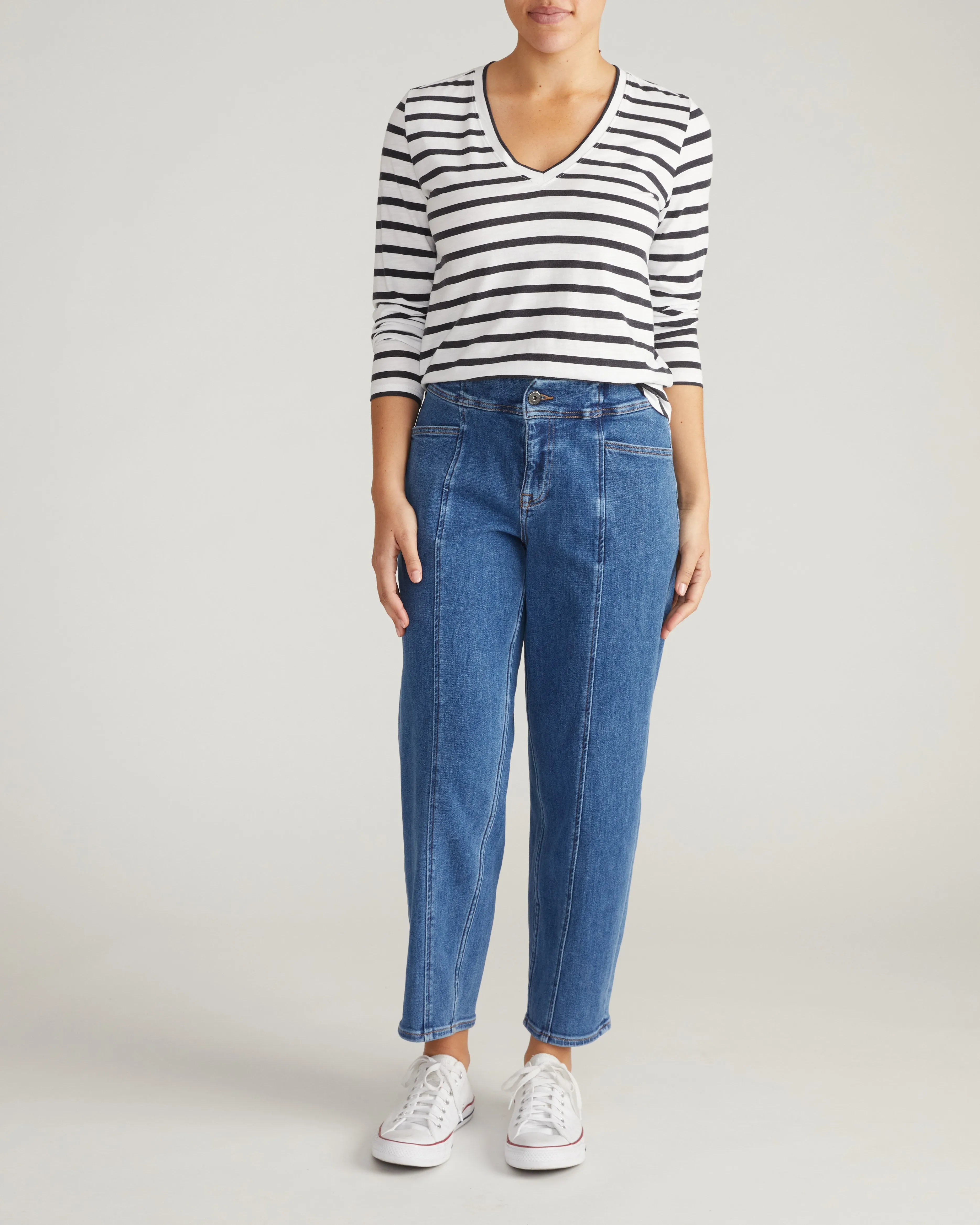 Light-As-Air Long Sleeve V Neck Tee - Zen Stripe sold by Universal Standard product image thumbnail 4