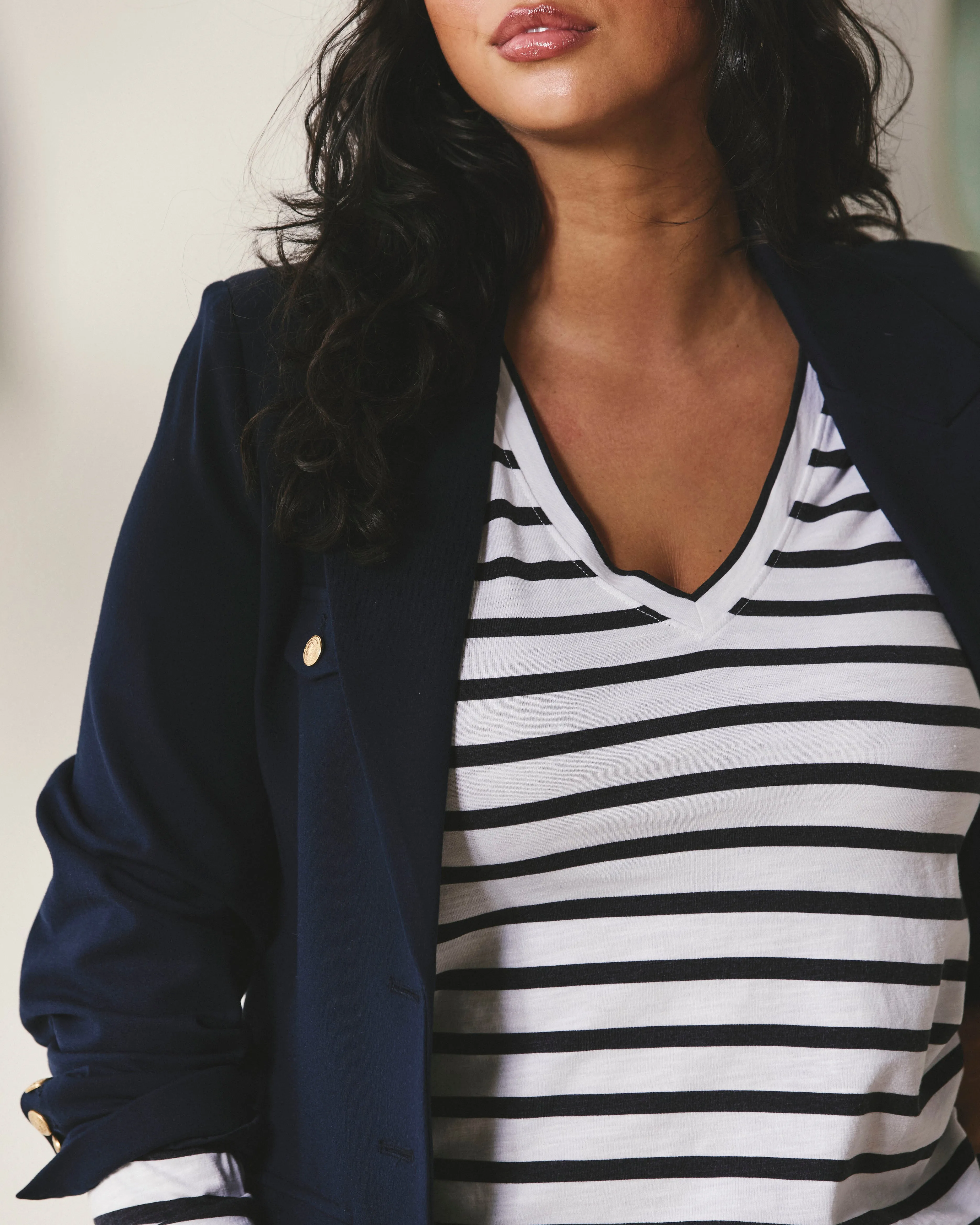 Light-As-Air Long Sleeve V Neck Tee - Zen Stripe sold by Universal Standard product image thumbnail 3