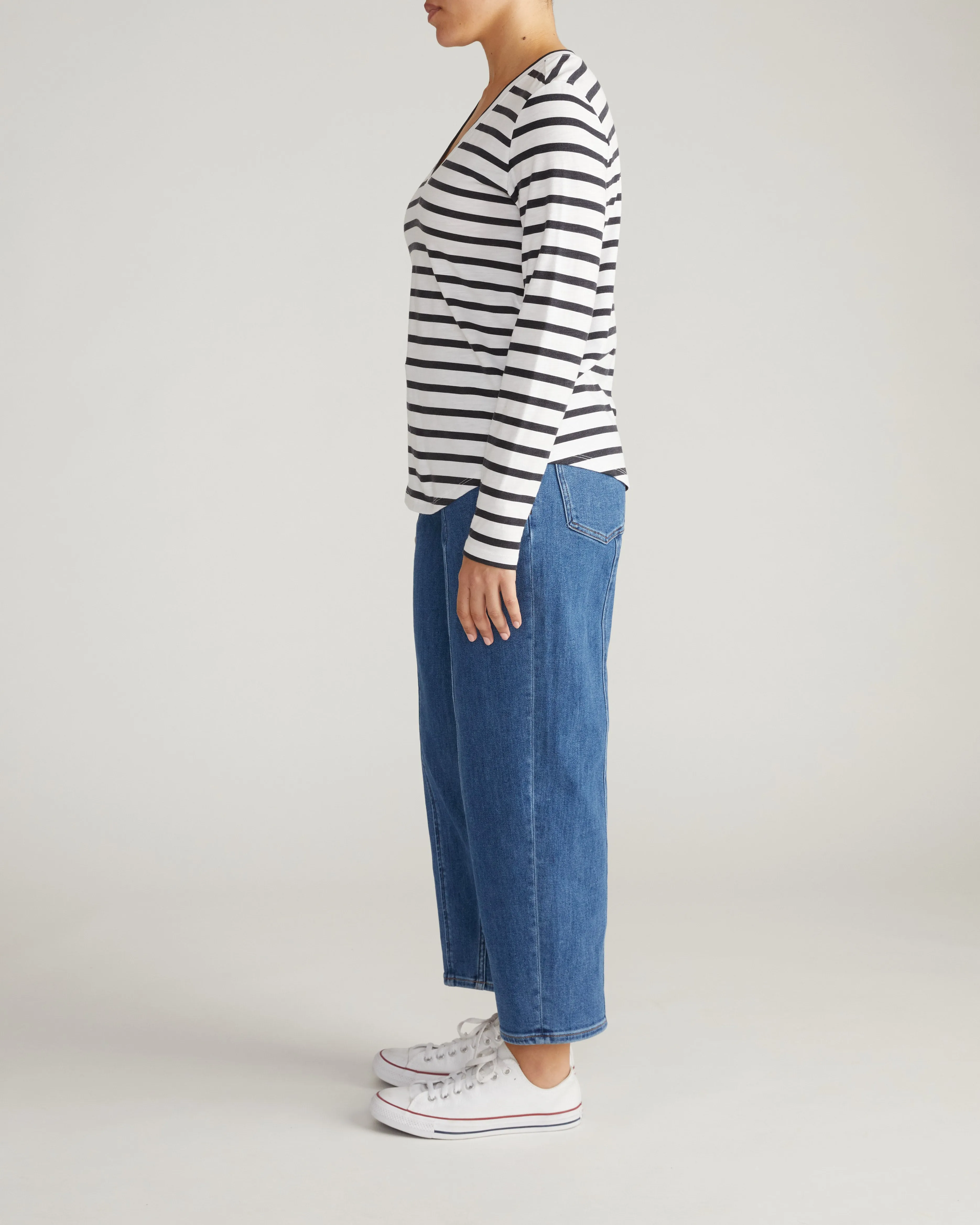 Light-As-Air Long Sleeve V Neck Tee - Zen Stripe sold by Universal Standard product image thumbnail 5