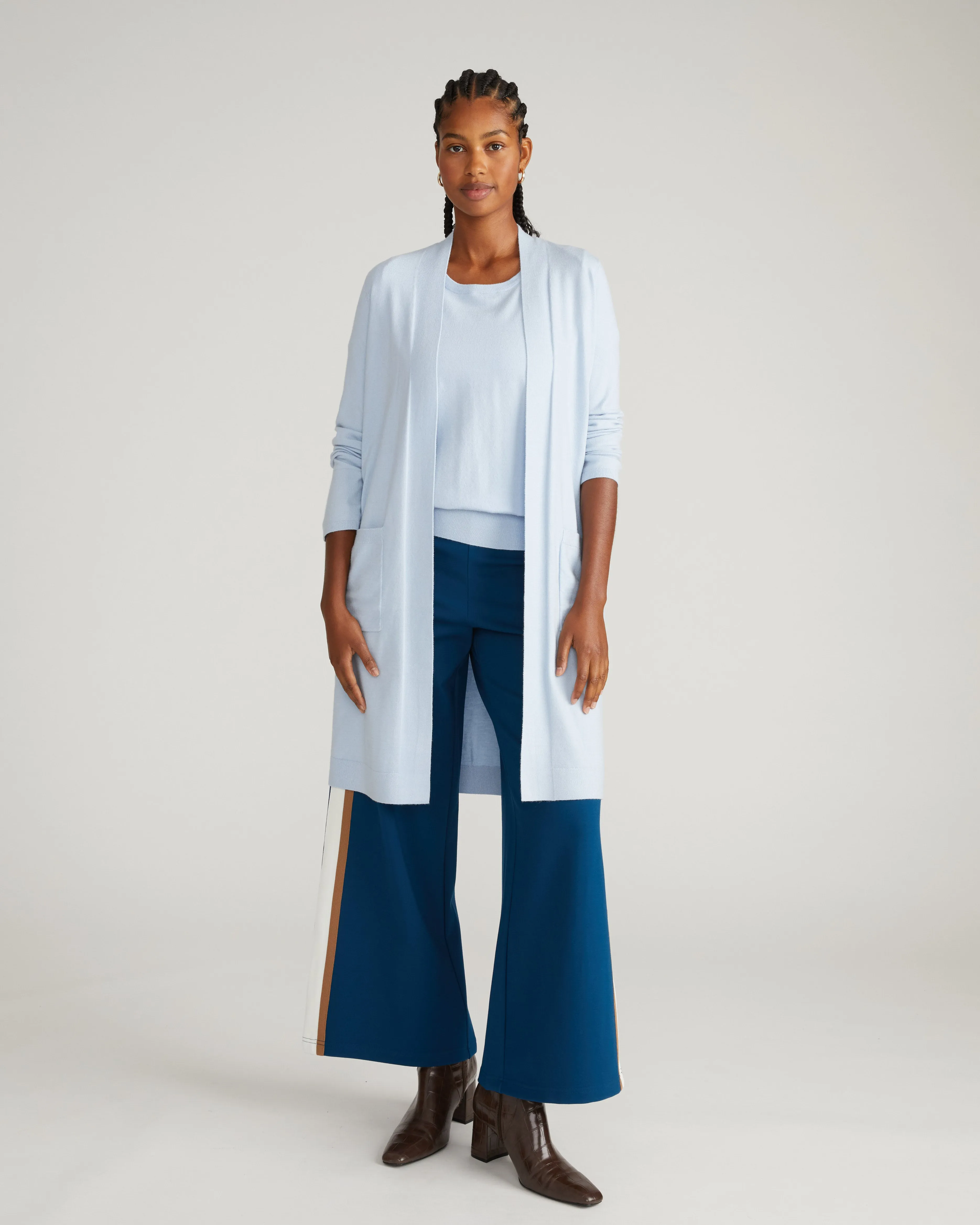 Savvy Double Knit Duster - Silver Blue sold by Universal Standard