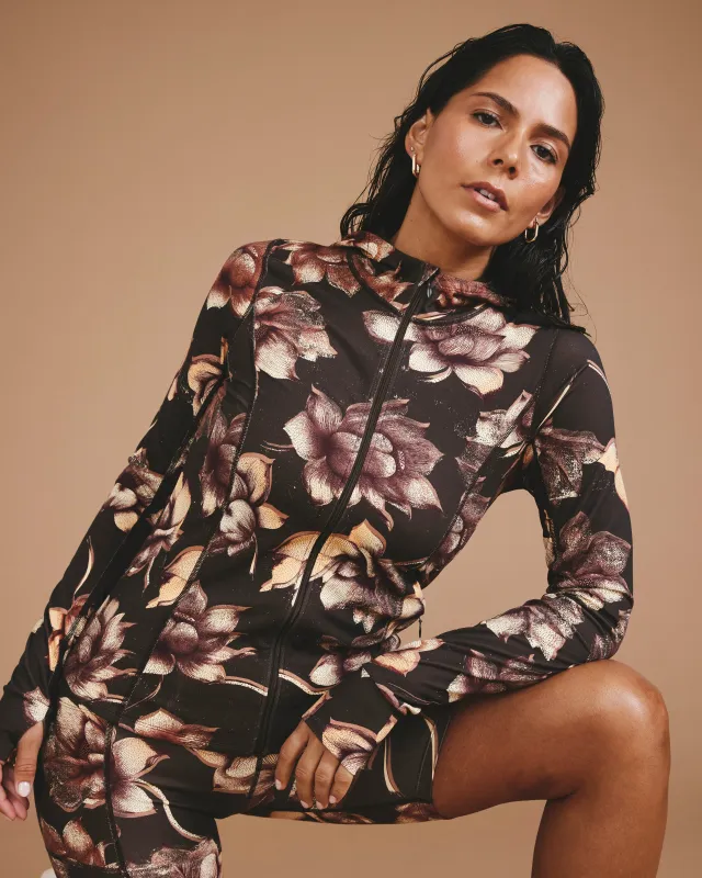 Next-to-Naked Hooded Zip Jacket - Lotus Print sold by Universal Standard