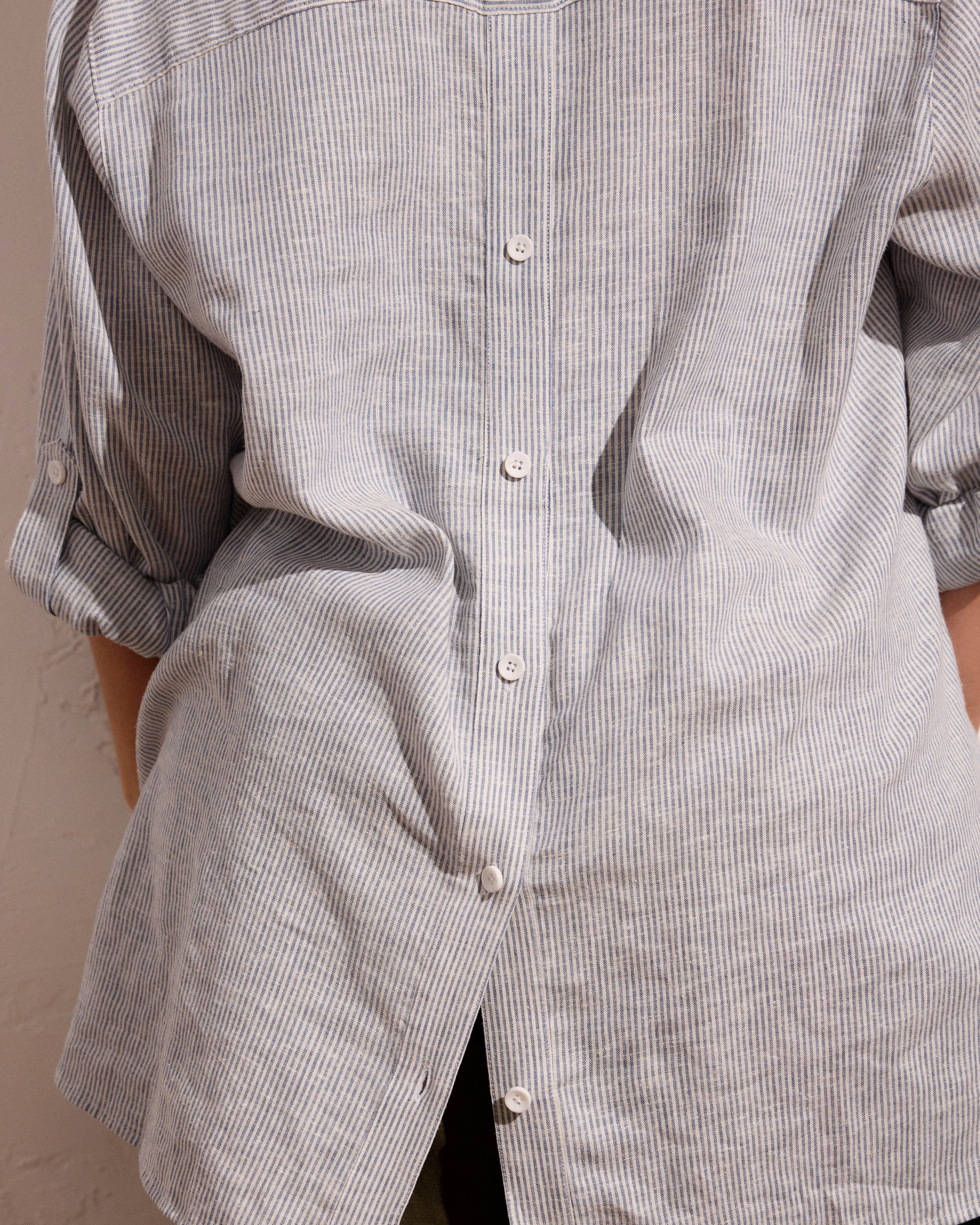 Button Back Linen Polo Shirt - Beach Stripe sold by Universal Standard product image thumbnail 5