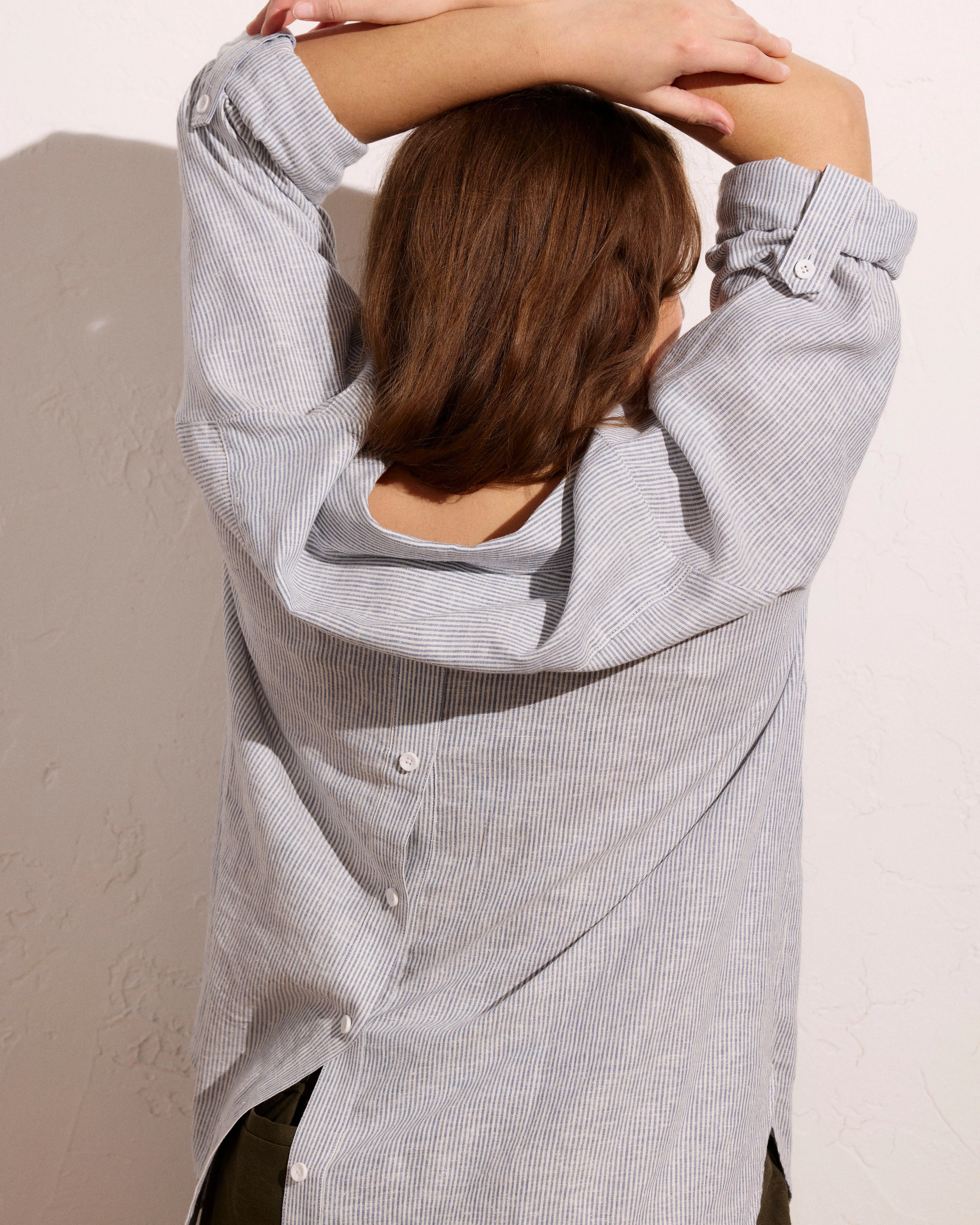 Button Back Linen Polo Shirt - Beach Stripe sold by Universal Standard product image thumbnail 3